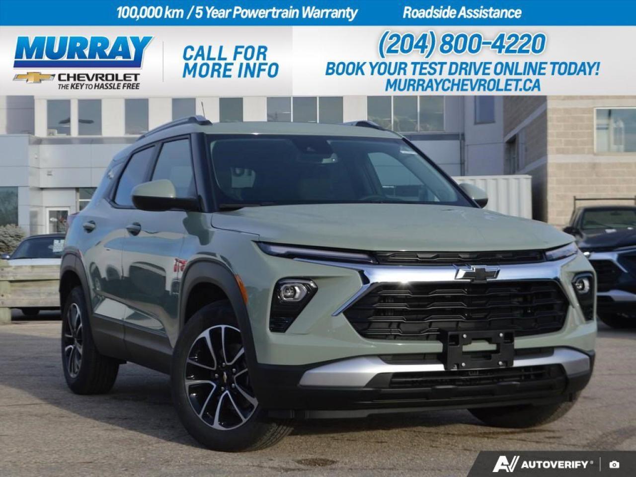 * ENGINE ECOTEC 1.3L I3 TURBO DOHC SIDI WITH VARIABLE VALVE TIMING (VVT) * * TRANSMISSION 9-SPEED AUTOMATIC (STD) * * SUNROOF POWER DUAL-PANE PANORAMIC *  Experience the thrill of driving the 2026 Chevrolet Trailblazer LT in the vibrant city of Winnipeg. This sport utility vehicle is designed to make every journey an adventure, equipped with the robust *ECOTEC 1.3L I3 TURBO* engine, delivering a spirited 155 horsepower and 174 lb-ft of torque. Coupled with a seamless *9-speed automatic transmission*, this Trailblazer ensures a smooth and responsive drive, whether youre commuting through the city or exploring the open roads.  The Trailblazers design is as impressive as its performance. The striking Cacti Green exterior is complemented by sleek black bowtie emblems that make a bold statement. Inside, youll find a thoughtfully designed cabin with jet black cloth seats, ensuring comfort for both driver and passengers. The power dual-pane panoramic sunroof floods the interior with natural light, enhancing every drive with a sense of openness and connection to the world outside.  Stay connected and safe with cutting-edge technology such as the convenience package that includes automatic climate control, wireless charging, and advanced safety features like lane departure warning and a blind spot monitor. Whether navigating busy streets or cruising on the highway, the Chevrolet Trailblazer LT is equipped to handle it all with confidence and style.  DisplayTrim: ENGINE ECOTEC 1.3L I3 TURBO DOHC SIDI WITH VARIABLE VALVE TIMING (VVT) Dealer Permit #1740