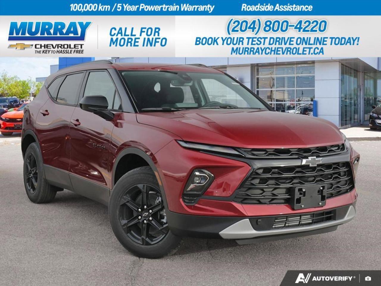 *MIDNIGHT/SPORT EDITION* *ENGINE 2.0L TURBO* *9-SPEED AUTOMATIC TRANSMISSION*  Experience the thrill of the 2026 Chevrolet Blazer LT, a sport utility vehicle that combines sleek design with dynamic performance. The striking Radiant Red Tintcoat is complemented by the *Midnight/Sport Edition*, featuring a Gloss Black grille bar, Black mirrors, and 18 High Gloss Black painted aluminum wheels, making an unmistakable statement on the streets of Winnipeg. Under the hood, the *2.0L Turbocharged I4 engine* delivers an impressive 228 hp and 350 N-m of torque, ensuring a powerful and responsive drive. Paired with a *9-speed automatic transmission*, this vehicle offers smooth and efficient gear transitions, enhanced by Driver Shift Control for an engaging driving experience.  The interior of the Blazer LT is crafted for comfort and convenience, featuring Jet Black/Medium Grey premium cloth seat trim and a host of advanced technologies. The Blazer LT Plus Package includes Adaptive Cruise Control, Enhanced Automatic Emergency Braking, and a power programmable liftgate to simplify your journeys. Stay connected and entertained with the integrated Bluetooth Connection, WiFi Hotspot, and Smart Device Integration, while the Automatic Highbeams and Lane Keeping Assist provide added safety and peace of mind.  For those seeking a stylish, high-performance SUV with an array of premium features, the 2026 Chevrolet Blazer LT stands out as the ideal choice. Visit Murray Chevrolet Winnipeg to discover this remarkable vehicle today.   Dealer Permit #1740