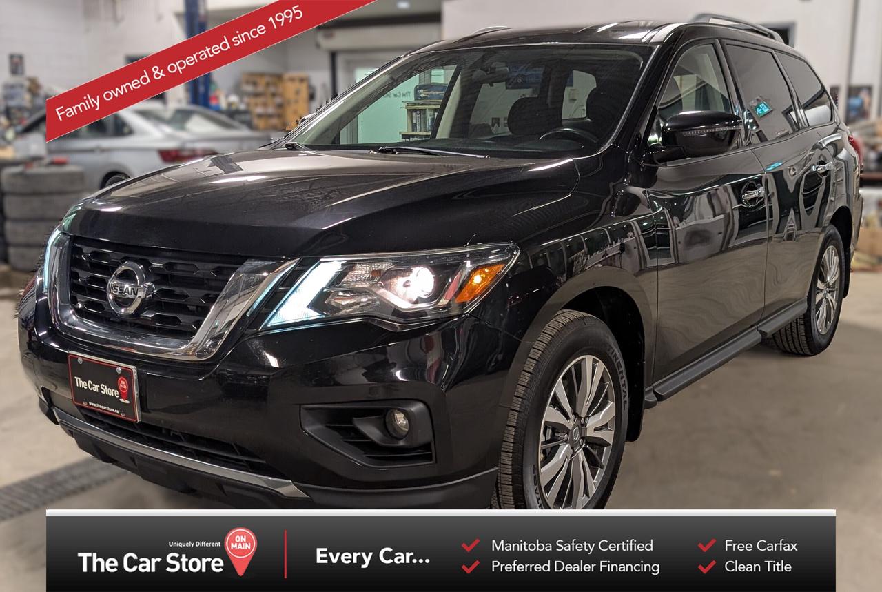 2019 Nissan Pathfinder SV | Remote Start | No Accidents | Heated Steering Wheel | 7-Passenger | 
 Key Features: 
 Intelligent 4x4 with Drive Mode Selector 
 7-Passenger Seating with Split-Folding Rear Rows 
 Heated Front Seats & Steering Wheel 
 Tri-Zone Climate Control 
 Remote Start, Keyless Entry & Push-Button Start 
 Backup Camera, Parking Sensors, and Blind Spot Monitoring 
 Bluetooth, 
 Driver Safety Package 
 One Owner, No Accidents, Excellent Service History 
 
 
 Spacious, Capable, and Family-Ready: 
 The 2019 Pathfinder SV is built for those who need space, comfort, and real SUV capability. With room for seven and a strong V6 engine, it&rsquo;s ideal for road trips, or family adventures. 
 
 
 Clean History, Ready for Anything: 
 This one-owner Pathfinder has been well maintained and kept in excellent condition. With no accidents and a proven service record, it&rsquo;s ready for years of dependable driving. 
 
 
 Our Take: 
 Comfortable, powerful, and versatile, the Pathfinder SV strikes the perfect balance between family SUV and utility vehicle. 
 
 
 We are a local Family Owned business and we try to do things a little different. 
 
 At The Car Store on Main every vehicle is Manitoba Safety Certified. 
 Every vehicle sold is eligible for the Advantage Plan: 
 30 Day Warranty on all MB Safety certificate related items. 
 CarFax Vehicle History Report 
 2 sets of Keys 
 Wholesale access to all other Miscellaneous Accessories (i.e. Wtr Tires, Remote Starr, all misc vehicle accessories/parts, etc...) 
 And of course a Full tank of Gas. 
 
 There is no Gimmicks or games, we are always aggressive on our prices and try to separate ourselves from the rest. 
 We also have an on-site Certified Banker who shops to get the best possible interest rates in with all Major Banks and Credit Unions! 
 
 Come to our Brand New modern showroom and see what makes us Uniquely Different! 
 
 Located on Main St. just North of Chief Peguis Trail. 
 
 To schedule an appointment call us directly at 204-669-1248 or email sales@thecarstore.ca 
 
 The Car Store on Main 
 -Uniquely Different- 
 
 www.thecarstore.ca 
 Local: 204-669-1248 
 Toll Free: 877-634-2975 
 
 A local family owned business unlike typical car lots, there are no pressure tactics, no games, no gimmicks, no Sales Manager, General Manager or Used Car Manager, just straight answers and fair deals all the time! 
 
 *PRICE DOES NOT INCLUDE TAXES (G.S.T & P.S.T) 
 Dealer Permit # 4481