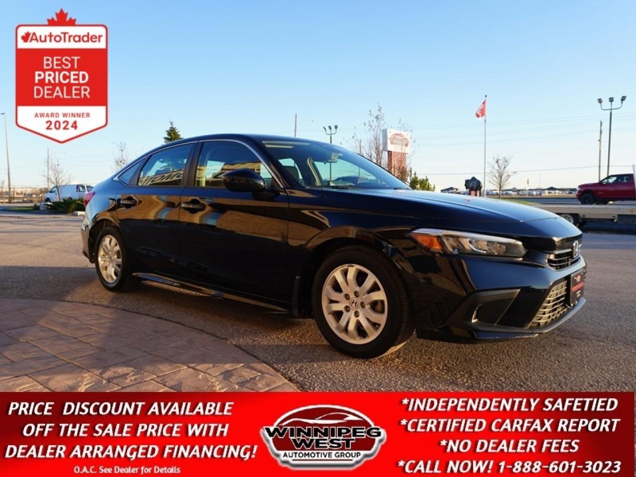 Used 2022 Honda Civic Sedan LX CVT 28,000KMS LOCAL MANITOBA PERFECT HISTORY! for sale in Headingley, MB