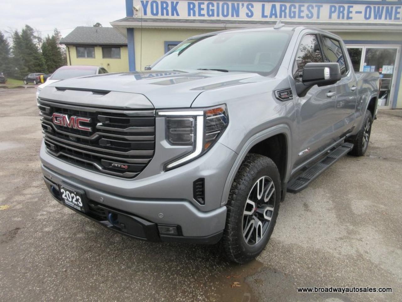 Used 2023 GMC Sierra 1500 LOADED AT4-VERSION 5 PASSENGER 3.0L - DURAMAX.. 4X4.. CREW-CAB.. SHORTY.. LEATHER.. HEATED SEATS & WHEEL.. POWER SUNROOF.. BACK-UP CAMERA.. for sale in Bradford, ON
