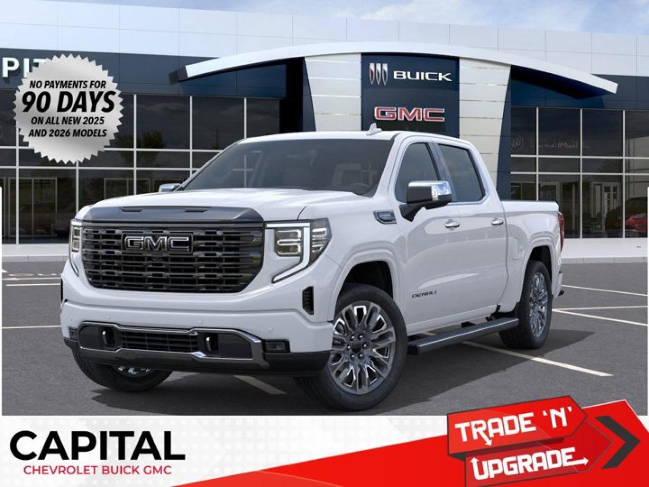 This GMC Sierra 1500 boasts a Turbocharged Diesel I6 3.0L/183 engine powering this Automatic transmission. TRANSMISSION, 10-SPEED AUTOMATIC WITH ELECTRONIC PRECISION SHIFT, ELECTRONICALLY CONTROLLED with overdrive, tow/haul mode and steering column paddle shifters. Includes Cruise Grade Braking and Powertrain Grade Braking, REAR AXLE, 3.23 RATIO, PREMIUM FLOOR LINERS WITH REMOVABLE CARPET INSERT, FRONT.*This GMC Sierra 1500 Comes Equipped with These Options *LPO, GMC MULTIPRO TAILGATE STEP LIGHTS (dealer-installed), LPO, BODY COLOUR WHEEL ARCH MOULDINGS (dealer-installed), GVWR, 7200 LBS. (3266 KG), GLACIER WHITE TRICOAT, ENGINE, DURAMAX 3.0L TURBO-DIESEL I6 (305 hp [227 kW] @ 3750 rpm, 495 lb-ft of torque [671 Nm] @ 2750 rpm) (Includes (KW5) 220-amp alternator and (K05) engine block heater.), DENALI ULTIMATE PREFERRED EQUIPMENT GROUP includes standard equipment, 3 YEARS SIRIUSXM, Wireless, Apple CarPlay / Wireless Android Auto, Wireless Charging, Wipers, front rain-sensing.* Visit Us Today *For a must-own GMC Sierra 1500 come see us at Capital Chevrolet Buick GMC Inc., 13103 Lake Fraser Drive SE, Calgary, AB T2J 3H5. Just minutes away!