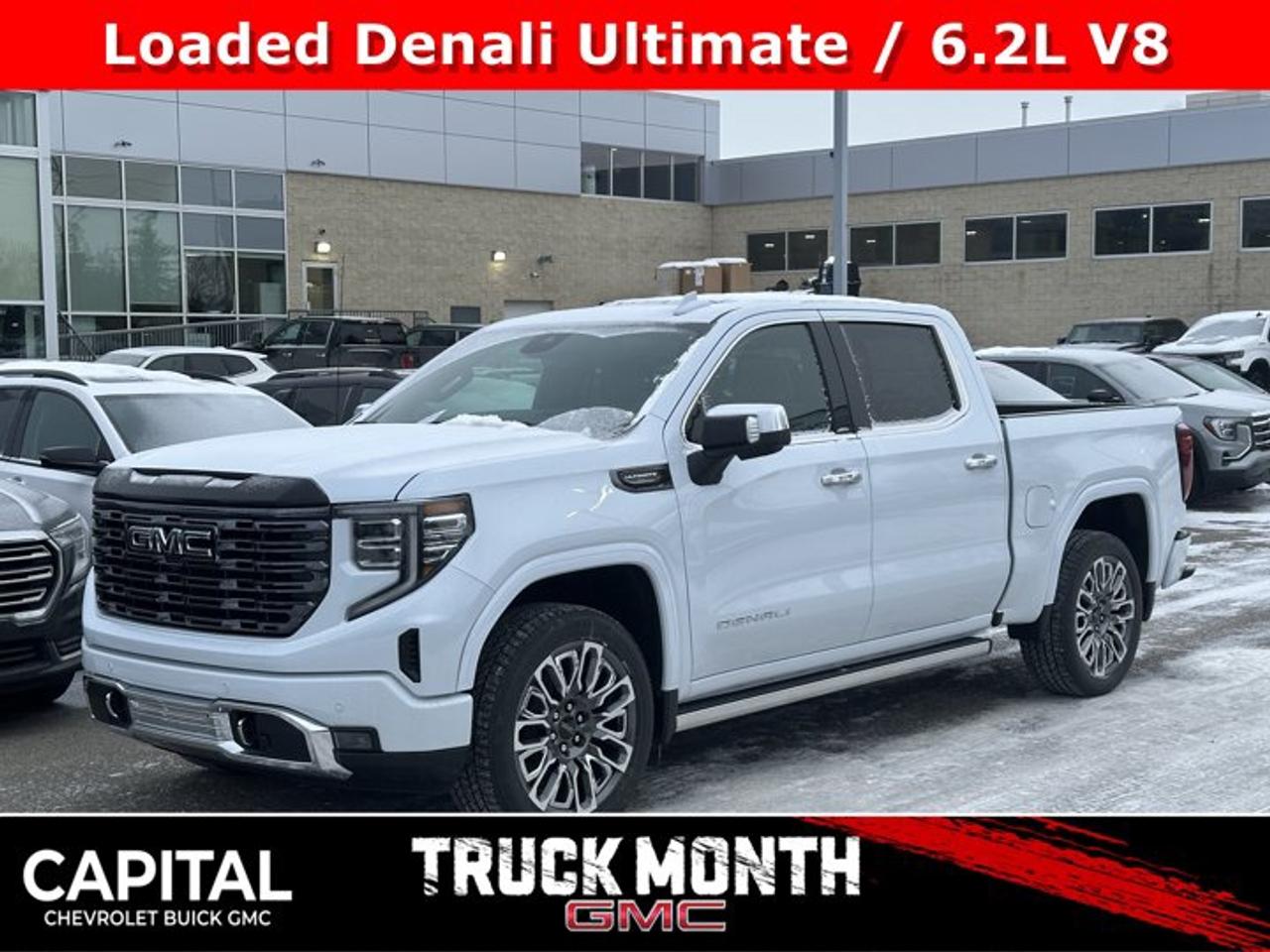 This GMC Sierra 1500 boasts a Gas V8 6.2L/376 engine powering this Automatic transmission. TRANSMISSION, 10-SPEED AUTOMATIC WITH ELECTRONIC PRECISION SHIFT, ELECTRONICALLY CONTROLLED with overdrive, and tow/haul mode and steering column paddle shifters. Includes Cruise Grade Braking and Powertrain Grade Braking (STD), REAR AXLE, 3.23 RATIO, PREMIUM FLOOR LINERS WITH REMOVABLE CARPET INSERT, FRONT.*This GMC Sierra 1500 Comes Equipped with These Options *LPO, GMC MULTIPRO TAILGATE STEP LIGHTS (dealer-installed), LPO, BODY COLOUR WHEEL ARCH MOULDINGS (dealer-installed), GVWR, 7100 LBS. (3221 KG) (STD), GLACIER WHITE TRICOAT, ENGINE, 6.2L ECOTEC3 V8 (420 hp [313 kW] @ 5600 rpm, 460 lb-ft of torque [624 Nm] @ 4100 rpm); featuring Dynamic Fuel Management (STD), ENGINE BLOCK HEATER, DENALI ULTIMATE PREFERRED EQUIPMENT GROUP includes standard equipment, 3 YEARS SIRIUSXM, Wireless, Apple CarPlay / Wireless Android Auto, Wireless Charging.* Stop By Today *Youve earned this- stop by Capital Chevrolet Buick GMC Inc. located at 13103 Lake Fraser Drive SE, Calgary, AB T2J 3H5 to make this car yours today!