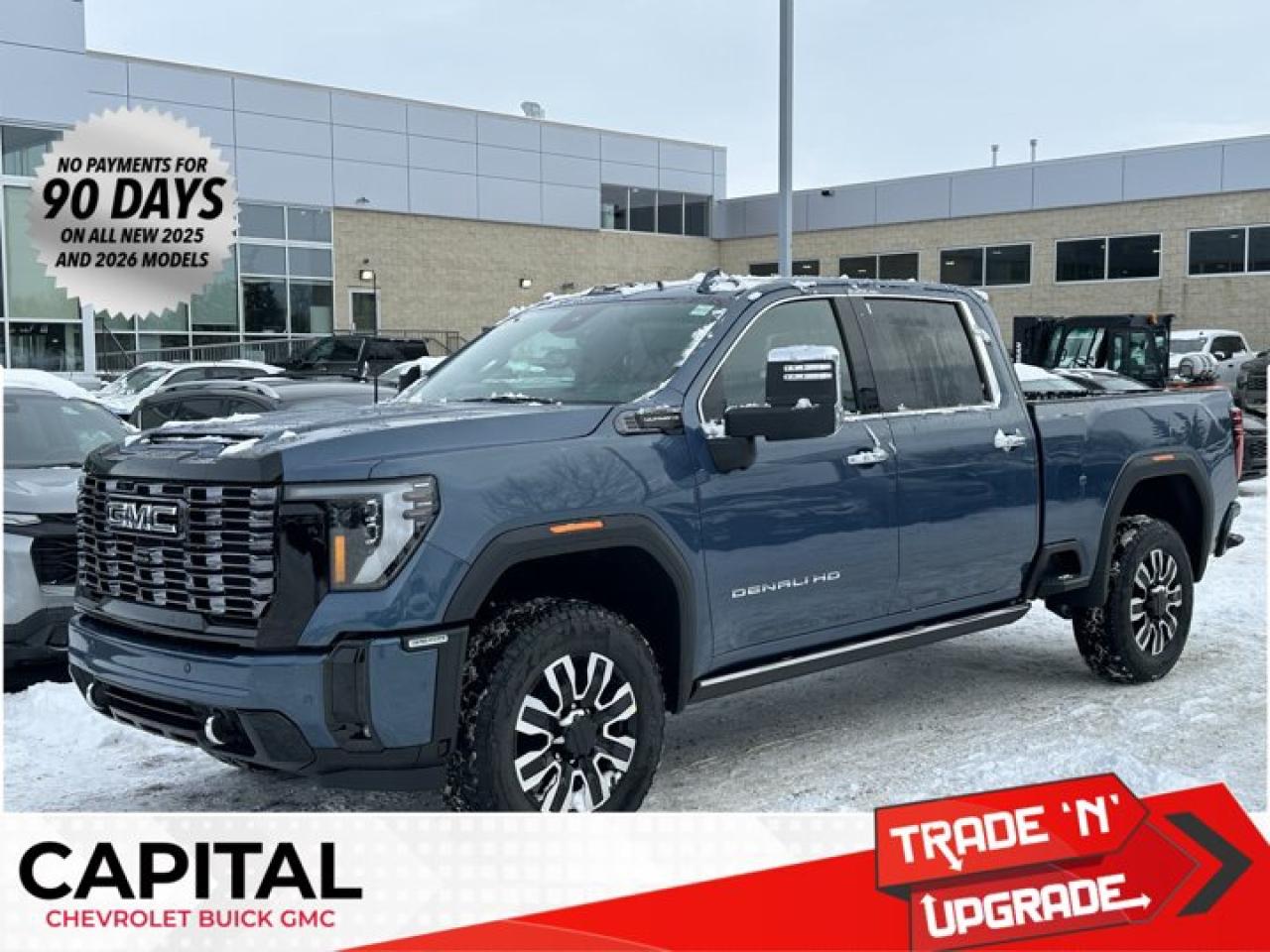 This GMC Sierra 3500HD delivers a Turbocharged Diesel V8 6.6L/ engine powering this Automatic transmission. TRANSMISSION, 10-SPEED AUTOMATIC (STD), REAR AXLE, 3.42 RATIO, PREMIUM FLOOR LINERS WITH REMOVABLE CARPET INSERT, FRONT.*This GMC Sierra 3500HD Comes Equipped with These Options *HEAVY DUTY FRONT SPRING/CAMPER PACKAGE Note: If ordered for Camper usage, recommend ordering (UY2) Trailering wiring provisions, GOOSENECK / 5TH WHEEL PREP PACKAGE -- Hitch platform to accept Gooseneck or 5th Wheel hitch. Includes hitch platform with tray to accept ball, stamped bed holes with removable caps installed and bed mounted 7-pin trailer harness (similar to UY2 harness). , LPO, CARGO TIE-DOWN RINGS, SET OF 4 (dealer-installed), LPO, BODY COLOUR WHEEL ARCH MOULDINGS (dealer-installed), HIGH IDLE SWITCH, ENGINE, DURAMAX 6.6L TURBO-DIESEL V8, B20-DIESEL COMPATIBLE (470 hp [350.5 kW] @ 2800 rpm, 975 lb-ft of torque [1322 Nm] @ 1600 rpm) (STD), DOWNPOUR METALLIC, DENALI ULTIMATE PREFERRED EQUIPMENT GROUP includes standard equipment, ALTERNATORS, DUAL, 220-AMPS PRIMARY, 170-AMPS AUXILIARY, 3 YEARS SIRIUSXM.* Visit Us Today *For a must-own GMC Sierra 3500HD come see us at Capital Chevrolet Buick GMC Inc., 13103 Lake Fraser Drive SE, Calgary, AB T2J 3H5. Just minutes away!