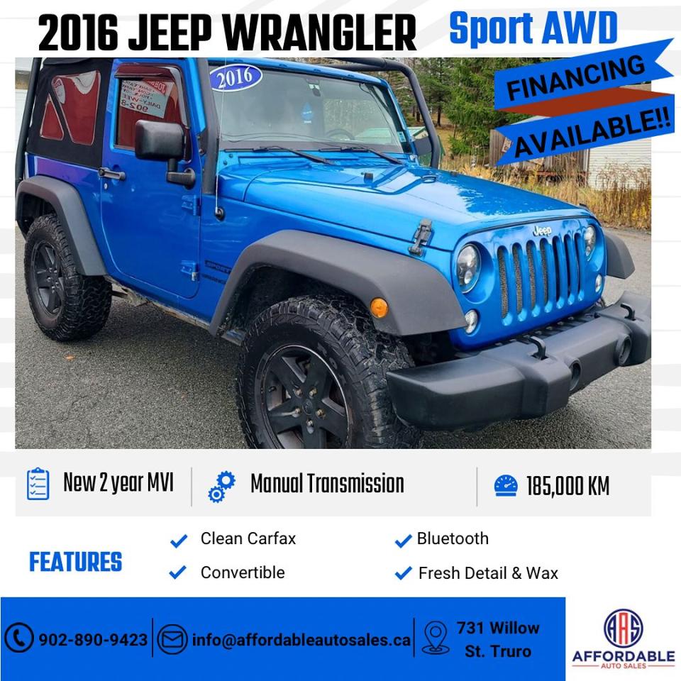 Used 2016 Jeep Wrangler SPORT for sale in Truro, NS