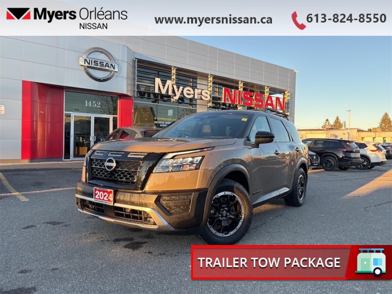 <b>Off-Road Package,  Sunroof,  Navigation,  Synthetic Leather Seats,  Apple CarPlay!</b><br> <br>  Compare at $47995 - Our Price is just $45999! <br> <br>After a hard day on the trail or hauling family, the interior of this 2024 Nissan feels like a sanctuary. This 2024 Nissan Pathfinder is for sale today in Orleans. <br> <br>With all the latest safety features, all the latest innovations for capability, and all the latest connectivity and style features you could want, this 2024 Nissan Pathfinder is ready for every adventure. Whether its the urban cityscape, or the backcountry trail, this 2024 Pathfinder was designed to tackle it with grace. If you have an active family, they deserve all the comfort, style, and capability of the 2024 Nissan Pathfinder. This SUV has 52,811 km. Its Baja Storm Pearl Metallic in colour and is completely accident free based on the <a href=https://vhr.carfax.ca/?id=ZWe5AaIAOik3E7zQFguXcfnnE7PIANBH target=_blank>CARFAX Report</a>. It has an Automatic transmission and is powered by a 284HP 3.5L V6 Cylinder Engine. <br> <br> Our Pathfinders trim level is Rock Creek. Built to take on the rugged outdoors and brave through the most unforgiving of terrains, this Pathfinder Rock Creek edition is loaded with beefy off-road suspension, locking wheel hubs, and unique exterior off-road body styling. Also standard include heated synthetic leather trimmed seats, driver memory settings, and a 120V outlet to this incredible SUV. This family hauler is ready for the city or the trail with modern features such as NissanConnect with navigation, touchscreen, and voice command, Apple CarPlay and Android Auto, paddle shifters, Class III towing equipment with hitch sway control, automatic locking hubs, alloy wheels, automatic LED headlamps, and fog lamps. Keep your family safe and comfortable with a heated leather steering wheel, a dual row sunroof, a proximity key with proximity cargo access, smart device remote start, power liftgate, collision mitigation, lane keep assist, blind spot intervention, front and rear parking sensors, and a 360-degree camera. This vehicle has been upgraded with the following features: Off-Road Package, Sunroof, Navigation, Synthetic Leather Seats, Apple CarPlay, Android Auto, Power Liftgate.<br> <br/><br>We are proud to regularly serve our clients and ready to help you find the right car that fits your needs, your wants, and your budget.And, of course, were always happy to answer any of your questions.Proudly supporting Ottawa, Orleans, Vanier, Barrhaven, Kanata, Nepean, Stittsville, Carp, Dunrobin, Kemptville, Westboro, Cumberland, Rockland, Embrun , Casselman , Limoges, Crysler and beyond! Call us at (613) 824-8550 or use the Get More Info button for more information. Please see dealer for details. The vehicle may not be exactly as shown. The selling price includes all fees, licensing & taxes are extra. OMVIC licensed.Find out why Myers Orleans Nissan is Ottawas number one rated Nissan dealership for customer satisfaction! We take pride in offering our clients exceptional bilingual customer service throughout our sales, service and parts departments. Located just off highway 174 at the Jean DÀrc exit, in the Orleans Auto Mall, we have a huge selection of Used vehicles and our professional team will help you find the Nissan that fits both your lifestyle and budget. And if we dont have it here, we will find it or you! Visit or call us today.<br>*LIFETIME ENGINE TRANSMISSION WARRANTY NOT AVAILABLE ON VEHICLES WITH KMS EXCEEDING 140,000KM, VEHICLES 8 YEARS & OLDER, OR HIGHLINE BRAND VEHICLE(eg. BMW, INFINITI. CADILLAC, LEXUS...)<br> Come by and check out our fleet of 30+ used cars and trucks and 90+ new cars and trucks for sale in Orleans.  o~o