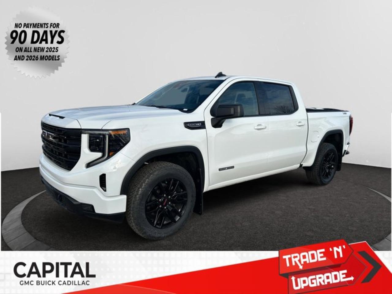 This 2026 GMC Sierra 1500 in Summit White is equipped with 4WD and Gas V8 5.3L/325 engine.The Next Generation Sierra redefines what it means to drive a pickup. The redesigned for 2019 Sierra 1500 boasts all-new proportions with a larger cargo box and cabin. It also shaves weight over the 2018 model through the use of a lighter boxed steel frame and extensive use of aluminum in the hood, tailgate, and doors.To help improve the hitching and towing experience, the available ProGrade Trailering System combines intelligent technologies to offer an in-vehicle Trailering App, a companion to trailering features in the myGMC app and multiple high-definition camera views.GMC has altered the pickup landscape with groundbreaking innovation that includes features such as available Rear Camera Mirror and available Multicolour Heads-Up Display that puts key vehicle information low on the windshield. Innovative safety features such as HD Surround Vision and Lane Change Alert with Side Blind Zone alert will also help you feel confident and in control in the Next Generation Seirra.Key features of the Sierra Elevation include: Monochromatic look with black grille and vertical recovery hooks, 20 gloss black painted-aluminum wheels, Available x31 Off-Road package with integrated dual exhaust and all-terrain tires, Keyless open and start, and LED cargo box lighting.Check out this vehicles pictures, features, options and specs, and let us know if you have any questions. Helping find the perfect vehicle FOR YOU is our only priority.P.S...Sometimes texting is easier. Text (or call) 306-801-9090 for fast answers at your fingertips!Dealer License #914248Disclaimer: All prices are plus taxes & fees. See dealer for Details. Dealer Permit # 914248 See dealer for Details.