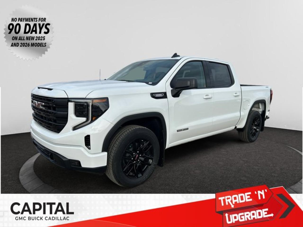 This 2026 GMC Sierra 1500 in Summit White is equipped with 4WD and Turbocharged Gas I4 2.7L/166 engine.The Next Generation Sierra redefines what it means to drive a pickup. The redesigned for 2019 Sierra 1500 boasts all-new proportions with a larger cargo box and cabin. It also shaves weight over the 2018 model through the use of a lighter boxed steel frame and extensive use of aluminum in the hood, tailgate, and doors.To help improve the hitching and towing experience, the available ProGrade Trailering System combines intelligent technologies to offer an in-vehicle Trailering App, a companion to trailering features in the myGMC app and multiple high-definition camera views.GMC has altered the pickup landscape with groundbreaking innovation that includes features such as available Rear Camera Mirror and available Multicolour Heads-Up Display that puts key vehicle information low on the windshield. Innovative safety features such as HD Surround Vision and Lane Change Alert with Side Blind Zone alert will also help you feel confident and in control in the Next Generation Seirra.Key features of the Sierra Elevation include: Monochromatic look with black grille and vertical recovery hooks, 20 gloss black painted-aluminum wheels, Available x31 Off-Road package with integrated dual exhaust and all-terrain tires, Keyless open and start, and LED cargo box lighting.Check out this vehicles pictures, features, options and specs, and let us know if you have any questions. Helping find the perfect vehicle FOR YOU is our only priority.P.S...Sometimes texting is easier. Text (or call) 306-801-9090 for fast answers at your fingertips!Dealer License #914248Disclaimer: All prices are plus taxes & fees. See dealer for Details. Dealer Permit # 914248 See dealer for Details.