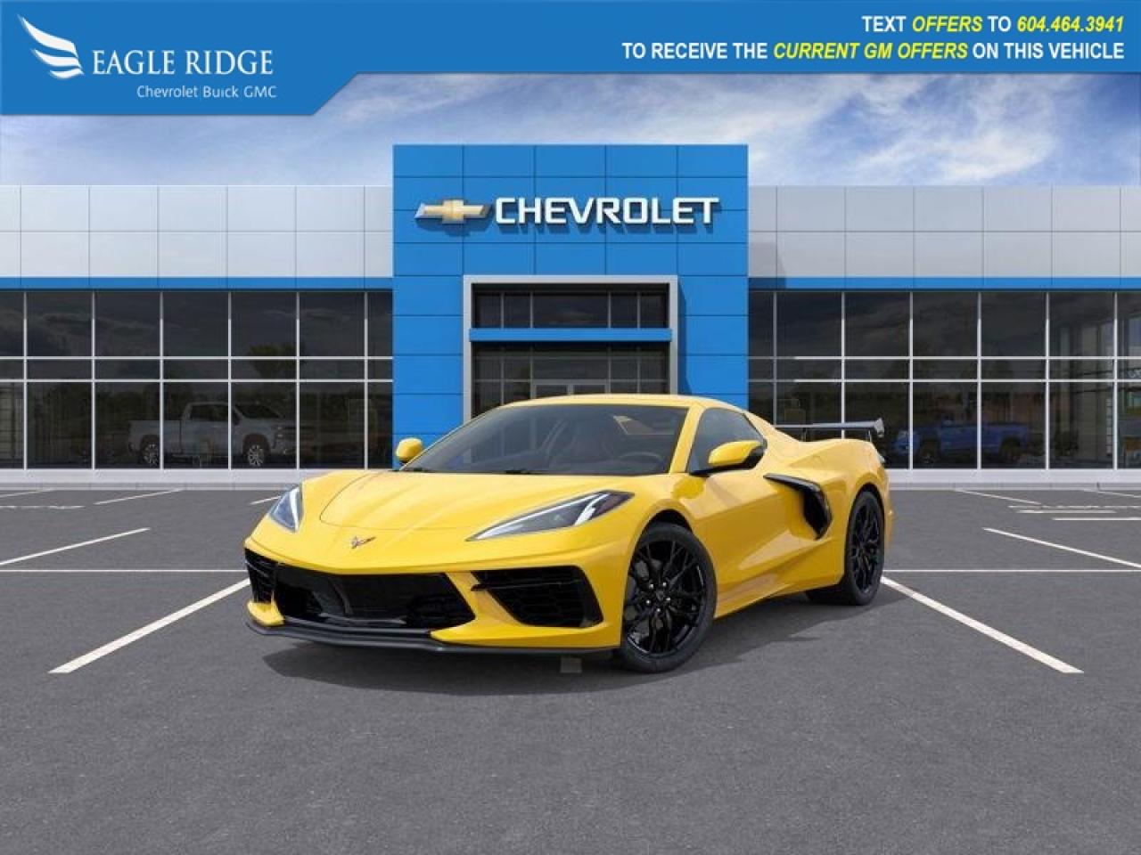 New 2026 Chevrolet Corvette Stingray 12 driver display, 8 touchscreen, wireless Android Auto/Apple CarPlay, WiFi compatibility, Bluetooth, Bose audio system, front and rear trunks, digital rearview mirror, HD rearview camera, automatic e for sale in Coquitlam, BC