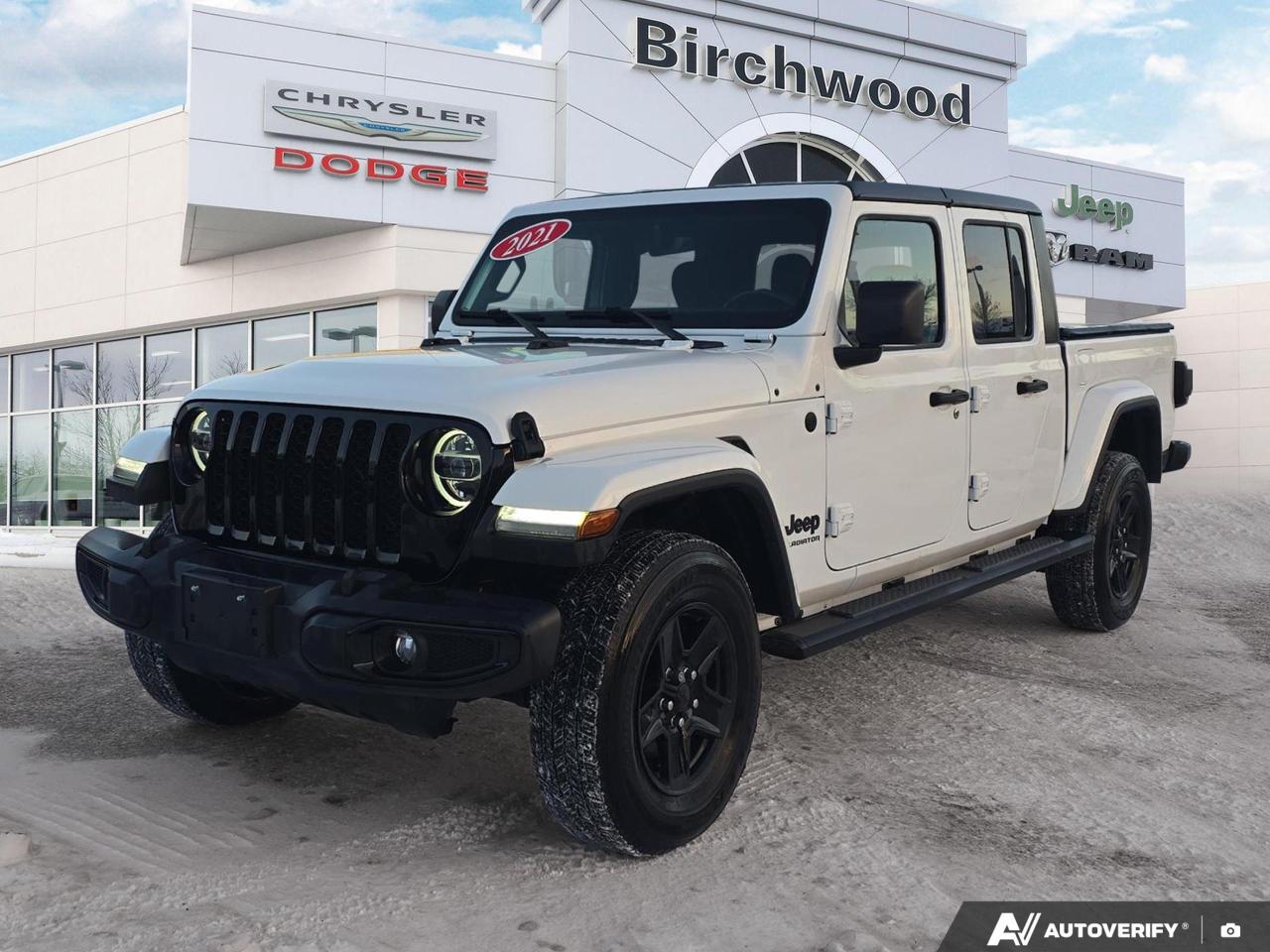 Locally Owned!
Loads of Features!
Experience rugged adventure with this 2021 Jeep Gladiator Black Appearance! This locally-owned truck combines power and style for the ultimate off-road experience.

- Selec-Trac full-time 4WD system for superior traction
- Black Appearance package for a sleek, bold look
- Alpine premium audio system for top-quality sound
- Uconnect 4C NAV with 8.4-inch display for easy navigation
- LED headlamps and fog lamps for enhanced visibility
- Portable wireless Bluetooth speaker for outdoor entertainment
- Mopar spray-in bedliner for added durability

Ready to conquer any terrain? Visit Birchwood Chrysler Dodge Jeep Ram to experience this Gladiator for yourself. Schedule a test drive today and discover why this truck is the perfect companion for your next adventure. Our team is ready to answer any questions and help you start your journey in this exceptional Jeep Gladiator.
With us, Experience is Everything. Complete as much or as little of your purchase online as you like. All pricing is what you see is what you pay. No hidden fees. On our website you can choose payment options and terms knowing these are transparent and accurate.

Start your purchase online to build your exact pricing to your specifics like how much money down, vehicle trade and any accessories or added optional protection that suits your needs.

Any questions let us know by calling (204) 774-4444, wed love to send you a video to clarify any questions about a vehicle!

Visit us in store at 90-3965 Portage Ave in the Birchwood Autopark.

Dealer permit #5686
Dealer permit #5686