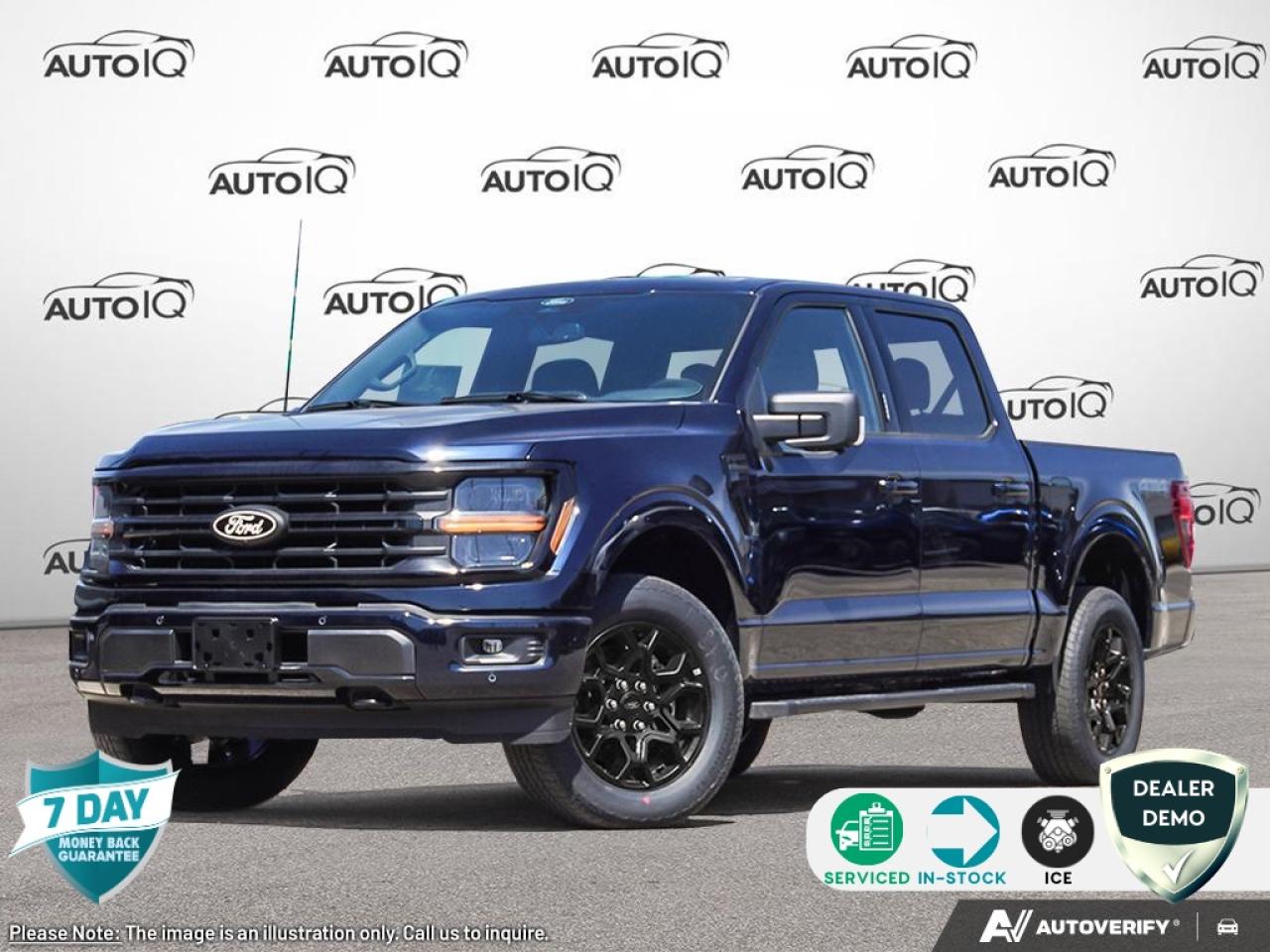 Used 2025 Ford F-150 Equipment Group 302A Mid|ANTIMATTER BLUE METALLIC|SPORT CLOTH 40/CONSOLE/40 BLACK|EQUIP GROUP 302A|2.7L ECO ENG|10-SPD AUTO|3.55 RATIO REGULAR AXLE|XLT BLACK APPEARANCE PKG|XLT SERIES DISCOUNT|302A DI for sale in Hamilton, ON