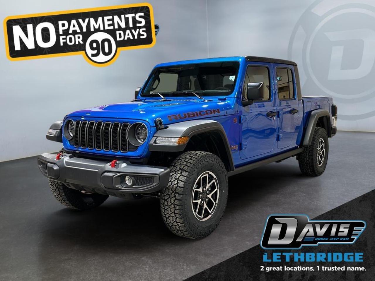 <b>E -Locker, 7 and 4 Pin Wiring Harness, Skid Plates!</b><br /> <br /> <br />This 2026 Jeep Gladiator Rubicon brings serious off-road capability with the Rock?Trac 4×4 system, 4.0:1 low?range gearing, Tru?Lok front and rear locking differentials, and an electronic front sway?bar disconnect  giving confidence on rocks, trails, and rugged terrain.<br /><br />The Rubicon rides on 33" all-terrain LT285/70R17 tires with heavy-duty Dana 44 axles, 4.10 axle ratio, skid plates, rock rails, tow hooks, and high?clearance fender flares  built for extreme off-road performance.<br /><br />Inside, enjoy modern comfort and tech with a 12.3" Uconnect touchscreen, Apple CarPlay/Android Auto, Wi-Fi hotspot, USB-C/USB ports, and a versatile cargo bed  combining trail readiness with everyday usability.<br /><br />This Gladiator Rubicon delivers rugged, trail-ready performance while remaining practical for daily driving and weekend adventures.<br /> <br />To apply right now for financing use this link: <a href=https://www.bridgecitychrysler.com/pre-approval/ target=_blank rel=nofollow noopener noreferrer>https://www.bridgecitychrysler.com/pre-approval/</a><br /><br /> <br /><br />As a premier Chrysler, Dodge, Jeep and RAM dealership, Bridge City Chrysler proudly offers an extensive selection of new and used vehicles to meet every drivers needs. Customers across Lethbridge, Fort Macleod, Taber, Claresholm, Coaldale, and beyond trust us for daily vehicle specials, certified service and parts, and a seamless online inventory experience. <br /><br /> With competitive financing options and expert support, we make car buying easy and enjoyable. <br /><br /> Ready to hit the road? Schedule your test drive today at Bridge City Chrysler, your trusted Chrysler, Dodge, Jeep and RAM dealer in Lethbridge, Alberta.<br /><br /> Vehicle pricing offer shown expires 2026-01-31. <br /> Come by and check out our fleet of 80+ used cars and trucks and 120+ new cars and trucks for sale in Lethbridge. o~o