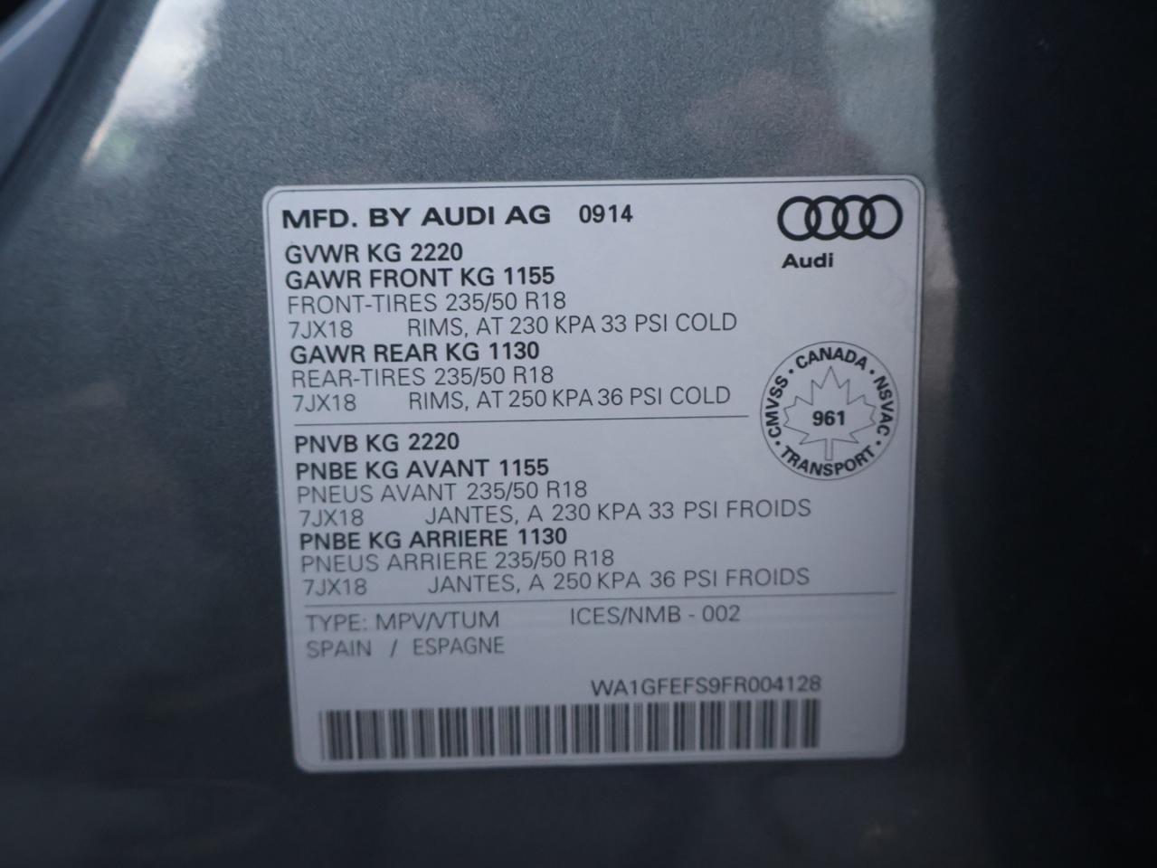 2015 Audi Q3 TECHNK AWD CERTIFIED CAMERA NAV BLUETOOTH HEATED LEATHER  P.ROOF P.SENSORS B.SPOT CRUISE ALLOYS - Photo #44