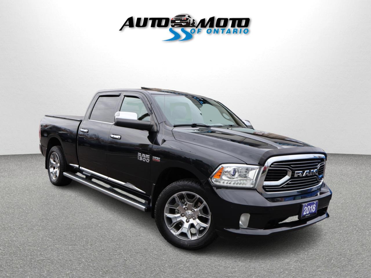 Used 2018 RAM 1500 LIMITED HEMI CREW 4WD CERTIFIED *ACCIDENT FREE*DODGE MAINTAIN* CAMERA NAV BLUETOOTH HEAT/COOL LEATHER SEATS/STEERING SUNROOF P.SENSORS CRUISE ALLOYS for sale in Burlington, ON