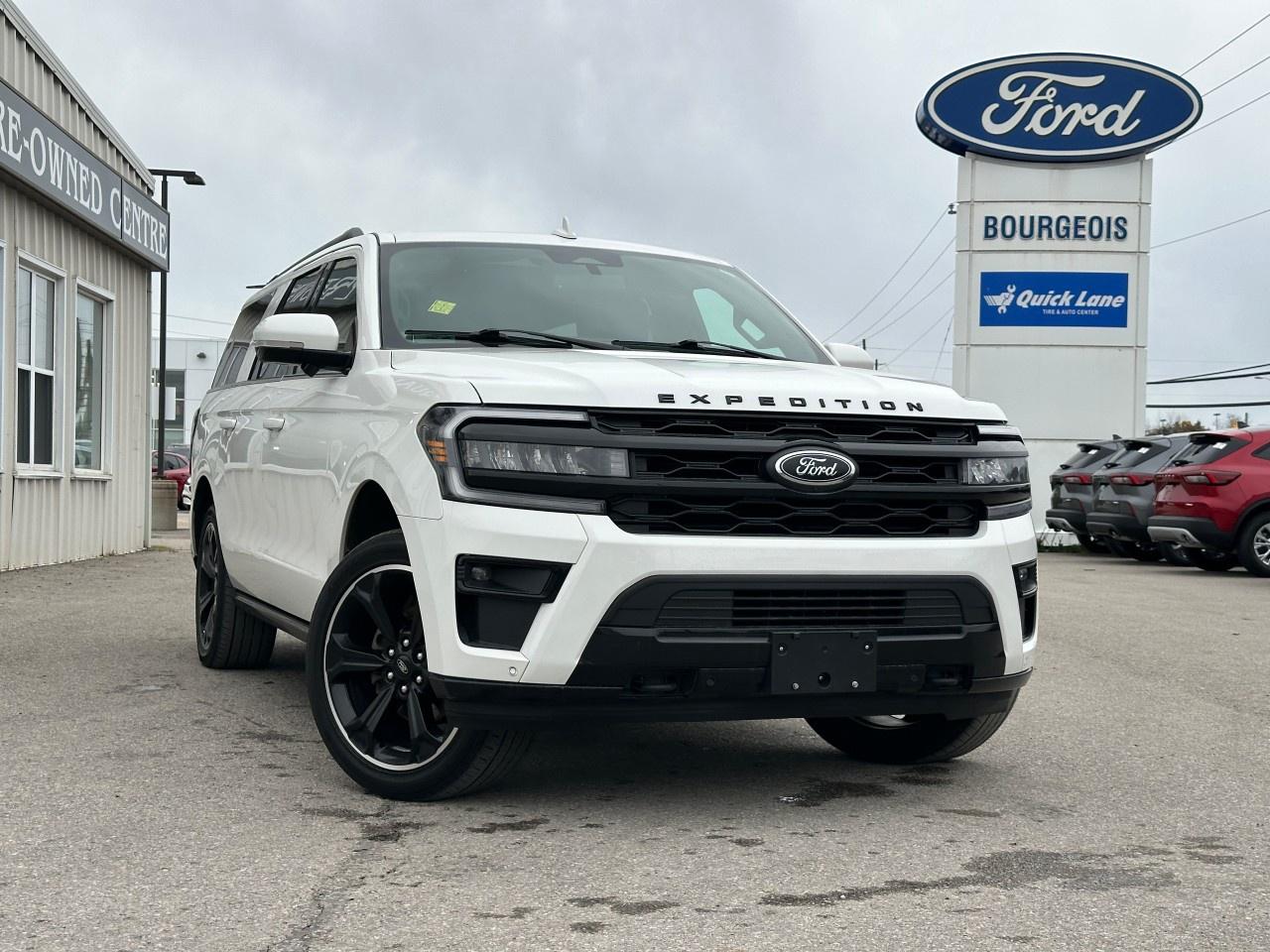 <p>Experience the 2023 Ford Expedition Limited Max in a pristine White finish with a robust 4×4 drivetrain, perfect for tackling diverse terrains with confidence and control. This stunning SUV offers an impressive blend of capacity and comfort, with its bold exterior complemented by a welcoming Black interior that exudes luxury.</p><p>Designed with both style and practicality in mind, the 2023 Expedition boasts alloy wheels and running boards, enhancing its commanding road presence. Slip into the luxurious cabin, where leather seats and intricate leather door trim inserts provide a sophisticated atmosphere. With ample space for you and your passengers, this SUV ensures everyone travels in comfort. The sunroof invites an abundance of natural light, further elevating the interior ambience.</p><p>The Expedition is packed with cutting-edge technology and safety features such as a high-resolution backup camera, navigation system, and smart device integration. Stay connected via the built-in Wi-Fi hotspot while enjoying the convenience of features such as remote start and keyless entry. Safety is prioritized with brake assist, lane assist, parking sensors, and adaptive cruise control, ensuring peace of mind on every journey.</p><p>Perfect for families or adventurers needing a powerful yet refined vehicle, the Ford Expedition Limited Max is an exceptional choice. Its combination of advanced features and rugged capability makes it ideal for any lifestyle. Contact our dealership today for more information and to arrange a test drive. This remarkable SUV awaits your exploration!</p> <p><strong>Why Choose the Bourgeois Auto Group?</strong></p><p>For 80 years, Bourgeois Auto Group has been delivering exceptional automotive experiences. Our factor trained teams work to ensure you receive the shopping experience you deserve; whether you're looking for a new or new-to-you vehicle.</p><p>Shop 24/7 with our online showroom and chat service, ensuring convenience every step of the way. No hidden fees, full disclosure, and every pre-owned vehicle comes with a Carfax® report for peace of mind.</p><p>We offer a wide selection of pre-owned vehicles, all competitively priced using real-time market data. Get the best deal on your purchase and trade-in with our free Live Market Analysis report.</p><p>Looking to sell your car? We buy any make or modelno purchase required. Our simple to use online trade valuation tool will provide you with a clear, transparent selling experience whether you buy our car or not.</p><p>Backed by hundreds dedicated employees across 4 convenient locations, were here to meet all your automotive needs. Visit us in Midland or Parry Sound and explore our inventory or schedule your next service today.</p> <p><strong>Financing Your Next Vehicle with Bourgeois Motors Ford in Midland:</strong></p><p>At Bourgeois Motors Ford, we make financing your next vehicle simple and stress-free! Our team works with trusted lenders to find flexible options tailored to your budget. Drive away with confidenceapply today!</p><p>Take advantage of our online pre-qualification tool, backed by Equifax and TD Bank to find the payment that works for you. Simply <a href=https://www.bourgeoismotors.com/free-credit-check/ rel=nofollow><strong>CLICK HERE</strong></a><strong> </strong>to use our secure online credit tool with no impact to your credit.</p>