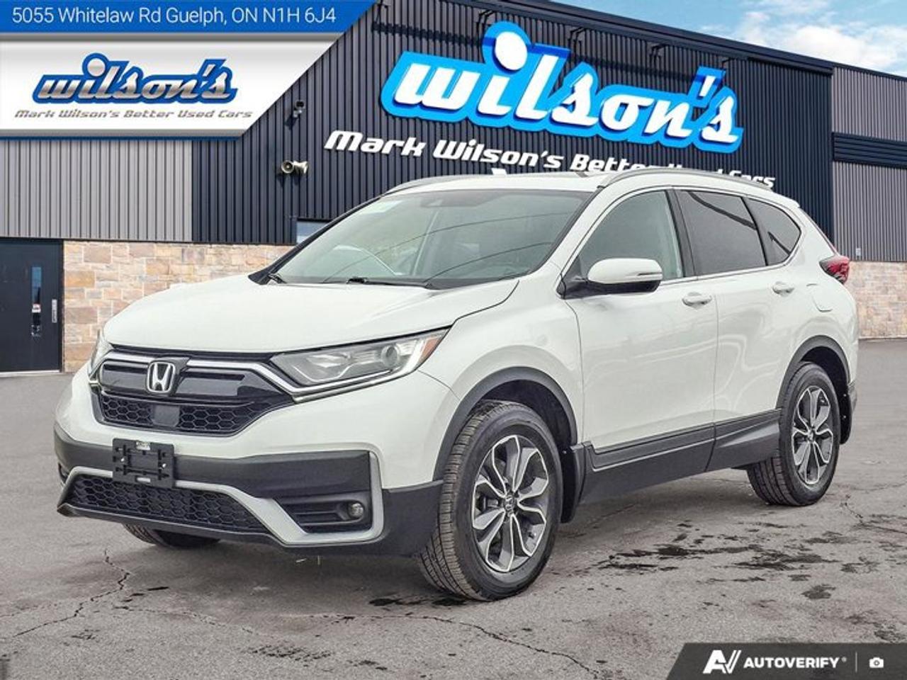 Look at this certified 2021 Honda CR-V EX-L Leather | Sunroof | Adaptive Cruise | CarPlay + Android | Rear Camera | Power Seat | and More !. Its Automatic transmission and 1.5 L engine will keep you going. This Honda CR-V comes equipped with these options: Sunroof, Reverse Camera, Leather, Air Conditioning, Adaptive Cruise Control, Heated Seats, Tilt Steering Wheel, Steering Radio Controls, Power Windows, and Power Locks. See it for yourself at Mark Wilsons Better Used Cars, 5055 Whitelaw Road, Guelph, ON N1H 6J4.60+ years of World Class Service!500+ Live Market Priced VEHICLES! ONE MASSIVE LOCATION!Free Local Delivery Available!FINANCING! - Better than bank rates! 6 Months No Payments available on approved credit OAC. Zero Down Available. We have expert licensed credit specialists to secure the best possible rate for you and keep you on budget ! We are your financing broker, let us do all the leg work on your behalf! Click the RED Apply for Financing button to the right to get started or drop in today!BAD CREDIT APPROVED HERE! - You dont need perfect credit to get a vehicle loan at Mark Wilsons Better Used Cars! We have a dedicated licensed team of credit rebuilding experts on hand to help you get the car of your dreams!WE LOVE TRADE-INS! - Top dollar trade-in values!SELL us your car even if you dont buy ours! HISTORY: Free Carfax report included.Certification included! No shady fees for safety!EXTENDED WARRANTY: Available30 DAY WARRANTY INCLUDED: 30 Days, or 3,000 km (mechanical items only). No Claim Limit (abuse not covered)5 Day Exchange Privilege! *(Some conditions apply)CASH PRICES SHOWN: Excluding HST and Licensing Fees.2021-2026 vehicles may be daily rentals. Please inquire with your Salesperson.