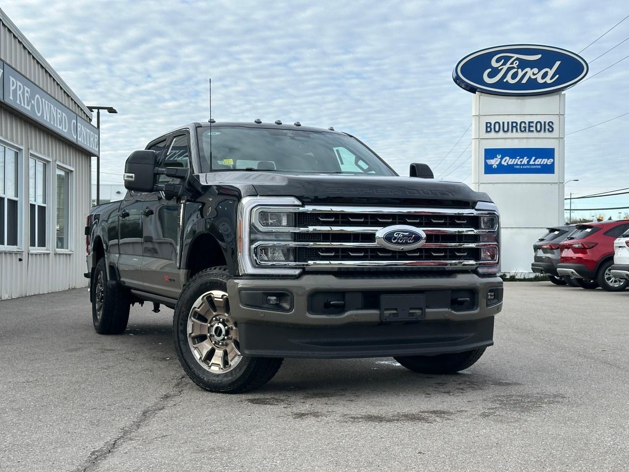 <p>The 2026 Ford Super Duty F-250 SRW King Ranch 4WD Crew Cab with its striking Black exterior and robust 4x4 drivetrain stands ready to conquer any terrain with commanding presence and exceptional handling. Designed for those who demand both strength and sophistication, this truck is the perfect mix of rugged capability and premium styling.</p><p>Step inside the inviting Brown interior where luxury meets functionality. Enjoy the comfort of leather seats that are heated in both the front and rear, along with a cooled front seat feature for optimal comfort in all seasons. The leather steering wheel and door trim insert add a touch of refinement to your driving experience.</p><p>Equipped with cutting-edge technology, this Ford Super Duty ensures you're always in command with smart device integration and a Wi-Fi hotspot to keep you connected on the go. Safety is enhanced with features such as brake assist and adaptive cruise control, which offer peace of mind on every journey.</p><p>This truck is ideal for those who require power without sacrificing luxurybe it for professional tasks or personal adventures. Contact us today to learn more about how you can make the 2026 Ford Super Duty F-250 SRW King Ranch yours.</p> <p><span style=color:rgb( 58 , 80 , 95 )>The discount shown on vehicle represents the </span><u>Cash Purchase</u><span style=color:rgb( 58 , 80 , 95 )> discount and is inclusive of all non-stackable and stackable cash purchase discounts from Ford of Canada and Bourgeois Motors Ltd. and is offered in lieu of sub-vented lease or finance rates. To get details on current discounts applicable to this and other vehicles in our inventory for Lease and Finance customer, see a member of our team. All offers for lease or finance are On Approved Credit (OAC).While every effort is made to ensure the accuracy of discounts and programs, programs are subject to change without notice </span><span style=color:rgb( 119 , 119 , 119 )>and may not be accurate or completely current. While every reasonable effort is made to ensure the accuracy of this data, we are not responsible for any errors or omissions contained on these pages.</span></p> <p><strong>Why Choose the Bourgeois Auto Group?</strong></p><p>For 80 years, Bourgeois Auto Group has been delivering exceptional automotive experiences. Our factor trained teams work to ensure you receive the shopping experience you deserve; whether you're looking for a new or new-to-you vehicle.</p><p>Shop 24/7 with our online showroom and chat service, ensuring convenience every step of the way. No hidden fees, full disclosure, and every pre-owned vehicle comes with a Carfax® report for peace of mind.</p><p>We offer a wide selection of pre-owned vehicles, all competitively priced using real-time market data. Get the best deal on your purchase and trade-in with our free Live Market Analysis report.</p><p>Looking to sell your car? We buy any make or modelno purchase required. Our simple to use online trade valuation tool will provide you with a clear, transparent selling experience whether you buy our car or not.</p><p>Backed by hundreds dedicated employees across 4 convenient locations, were here to meet all your automotive needs. Visit us in Midland or Parry Sound and explore our inventory or schedule your next service today.</p> <p><strong>Financing Your Next Vehicle with Bourgeois Motors Ford in Midland:</strong></p><p>At Bourgeois Motors Ford, we make financing your next vehicle simple and stress-free! Our team works with trusted lenders to find flexible options tailored to your budget. Drive away with confidenceapply today!</p><p>Take advantage of our online pre-qualification tool, backed by Equifax and TD Bank to find the payment that works for you. Simply <a href=https://www.bourgeoismotors.com/free-credit-check/ rel=nofollow><strong>CLICK HERE</strong></a><strong> </strong>to use our secure online credit tool with no impact to your credit.</p>