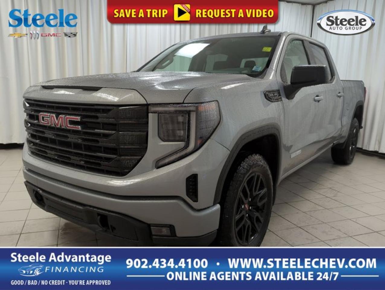 Our 2026 GMC Sierra 1500 Elevation Crew Cab 4X4 is ready to rise up and take on your next challenge in Sterling Metallic! Powered by a 5.3 Litre V8 serving up 355hp to a 10 Speed Automatic transmission engineered for hard work. A high-capacity suspension and locking rear differential are onboard for extra capability, and this Four Wheel Drive truck returns approximately 11.2L/100km on the highway. A sophisticated monochrome exterior leads the way for Sierra style, complemented by LED lighting, fog lamps, body-color bumpers, 20-inch wheels, a MultiPro tailgate, and cargo-bed lighting. Functional and stylish details surround you in our Elevation cabin. Highlights include heated cloth front seats, 10-way power for the driver, a heated-wrapped steering wheel, dual-zone automatic climate control, remote start, and 12V/120V outlets. Our Sierra also helps meet your needs for smart technology with a 12.3-inch driver display, 13.4-inch touchscreen, Google Built-in, wireless Apple CarPlay®/Android Auto®, Bluetooth®, WiFi compatibility, and six-speaker audio. Safer days come into view with GMCs automatic braking, lane-keeping assistance, lane departure warning, forward collision warning, rearview camera, pedestrian detection, tire pressure monitoring, hill-start assist, and more. Crafted to exceed expectations, our Sierra 1500 Elevation is an excellent choice! Save this Page and Call for Availability. We Know You Will Enjoy Your Test Drive Towards Ownership! Metros Premier Credit Specialist Team Good/Bad/New Credit? Divorce? Self-Employed?