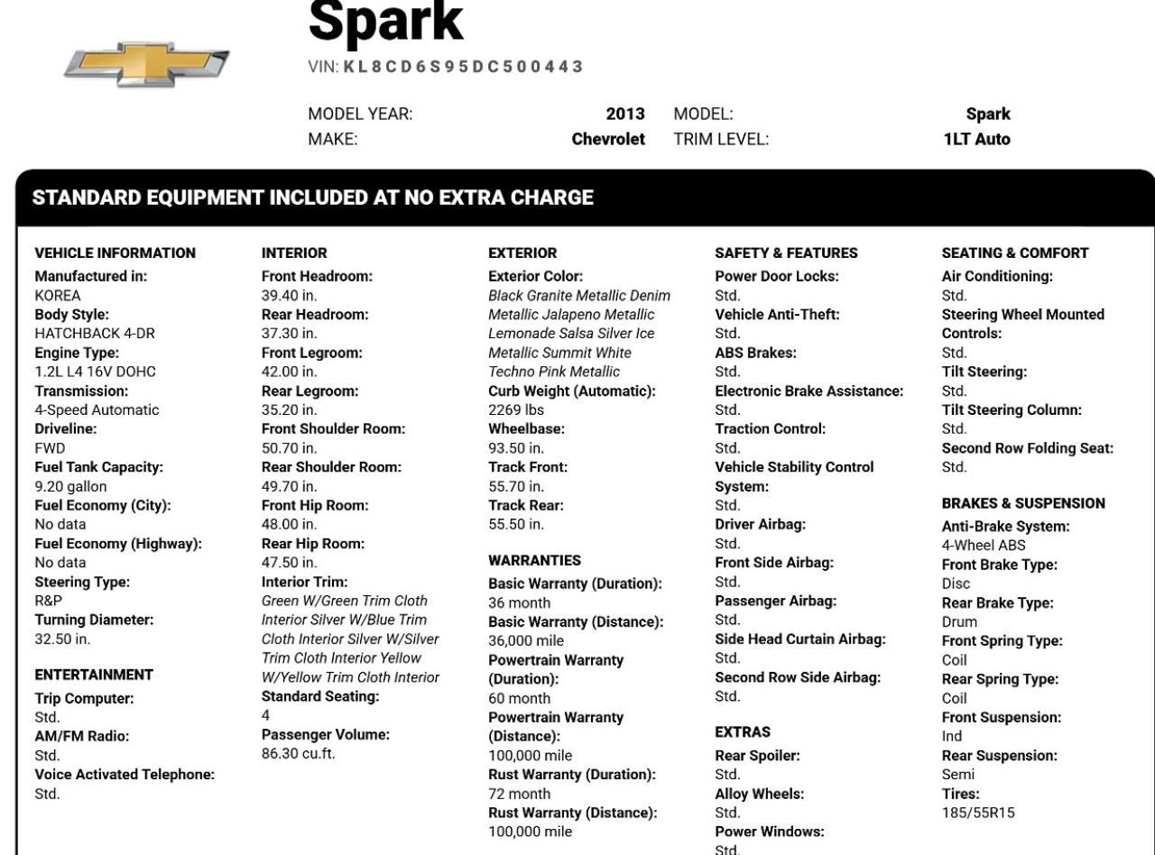 Used 2013 Chevrolet Spark LT for sale in Burnaby, BC