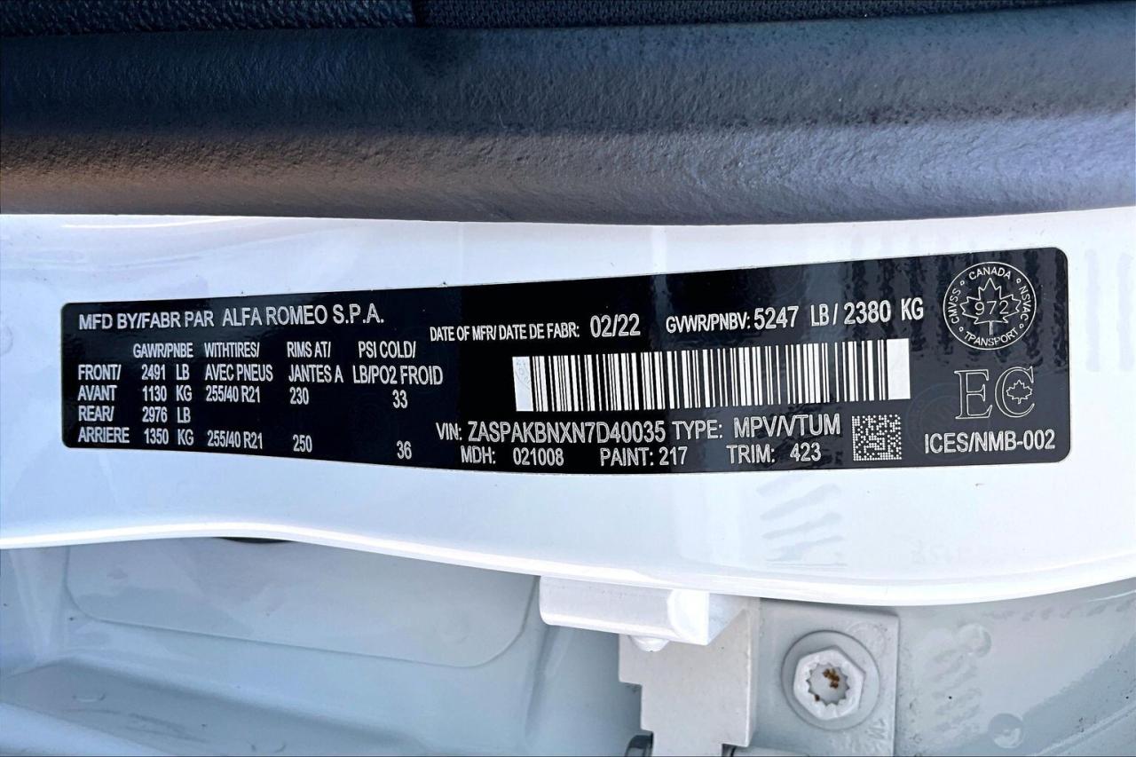 2022 Alfa Romeo Stelvio Veloce | Premium Leather | Harman Kardon | AWD Photo