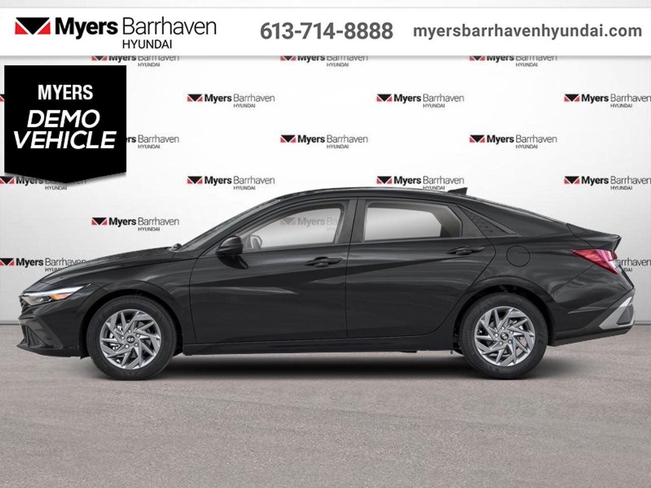<b>Heated Seats,  Heated Steering Wheel,  Blind Spot Warning,  Remote Start,  Lane Keep Assist!</b><br> <br> This bold Hyundai Elantra is bringing excitement to this narrowing class of cars.<br> <br>This 2026 Elantra was made to be the sharpest compact sedan on the road. With tons of technology packed into the spacious and comfortable interior, along with bold and edgy styling inside and out, this family sedan makes the unexpected your daily driver.<br> <br>This Abyss Black sedan has an Automatic transmission and is powered by a 147HP 2.0L 4 Cylinder Engine. <br> <br> Our Elantras trim level is Preferred. The cabin prioritizes comfort and intuitive usability with heated front bucket seats, premium tricot cloth upholstery, a heated leather steering wheel, and a 6-way adjustable driver seat with height adjustment. Everyday operation feels streamlined through proximity key entry with push button start, smart trunk proximity access, power windows with driver one-touch up/down, cruise control, and well-organized storage including a full floor console and front center armrest. Technology is centered on an 8 inch display audio system with wireless Android Auto, Apple CarPlay, Bluetooth with voice recognition, USB connectivity, smart device integration and two front LCD monitors. A redundant digital speedometer, trip computer, driver information center and key fob remote start further enhance daily convenience. Safety is comprehensive with forward collision avoidance assist with pedestrian detection, blind spot collision warning, rear cross-traffic collision avoidance assist, lane keeping assist, lane follow assist, a full suite of front, side and curtain airbags including rear side-impact coverage, stability and traction control, tire pressure monitoring, driver monitoring alert, child safety locks and a back up camera. This vehicle has been upgraded with the following features: Heated Seats, Heated Steering Wheel, Blind Spot Warning, Remote Start, Lane Keep Assist, Collision Mitigation. This is a demonstrator vehicle driven by a member of our staff and has just 9324 km.<br><br> <br/><br> o~o