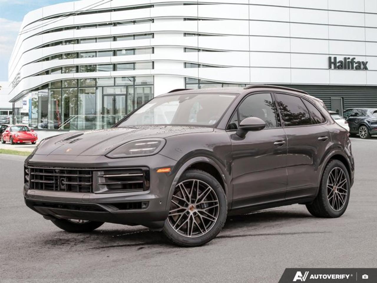 *Now available at Porsche of Halifax*, this *2026 Porsche Cayenne* in *Quartzite Grey Metallic* is designed for drivers who value comfort, refinement, and modern efficiency. Paired with a *Leather Interior in Black*, this Cayenne is equipped with premium features that elevate every journey---whether navigating city streets or enjoying relaxed long-distance cruising.==== Comfort & Efficiency ====  *   *Power Seats (14-way) with Comfort Memory Package* ensuring a perfectly tailored driving position  *   *Ventilated Front Seats* and *Heated Rear Seats* offering year-round comfort for all occupants  *   *4-Zone Climate Control* maintaining individualized temperature settings throughout the cabin  *   *Heated GT Sport Steering Wheel in Leather* for added comfort in cooler months  *   *Heated Windshield* improving visibility in adverse weather  *   *Panoramic Roof System* creating an open, airy environment  *   *Thermal & noise-optimized cabin* thanks to premium materials and insulation  *   *Adaptive Cruise Control including Lane Keep Assist (LKA)* providing smooth, efficient highway driving==== Interior Refinement & Technology ====  *   *BOSE® Surround Sound System* delivering crisp, immersive audio  *   *Compass Display with Porsche Off-Road Precision App* enhancing versatility  *   *Porsche Crest on Front and Rear Headrests* adding a bespoke luxury touch  *   *Preparation for Porsche Dashcam (Front & Rear)* for added security and peace of mind  *   *Under-Door Puddle Light Projectors* for a refined welcome at entry==== Exterior Highlights ====  *   *21 RS Spyder Design Wheels* adding a bold, upscale presence  *   *All-season tires* for dependable year-round drivability  *   *Window Trim in High Gloss Black* and *Roof Rails in Black Aluminum Finish* enhancing the modern look  *   *Exclusive Design Fuel Cap* adding a premium detail  *   *Trailer Hitch (without tow ball)* providing added practicality  *   *HD-Matrix Design LED Headlights* offering exceptional clarity and efficiency----------------------------------------The *2026 Cayenne* in *Quartzite Grey Metallic* blends Porsche refinement with everyday usability and modern efficiency. With its premium comfort features, advanced driver assistance systems, and elegant design, its an ideal choice for those seeking a luxurious and effortless driving experience. *Now at Porsche of Halifax*---contact us today to schedule your private viewing or test drive.