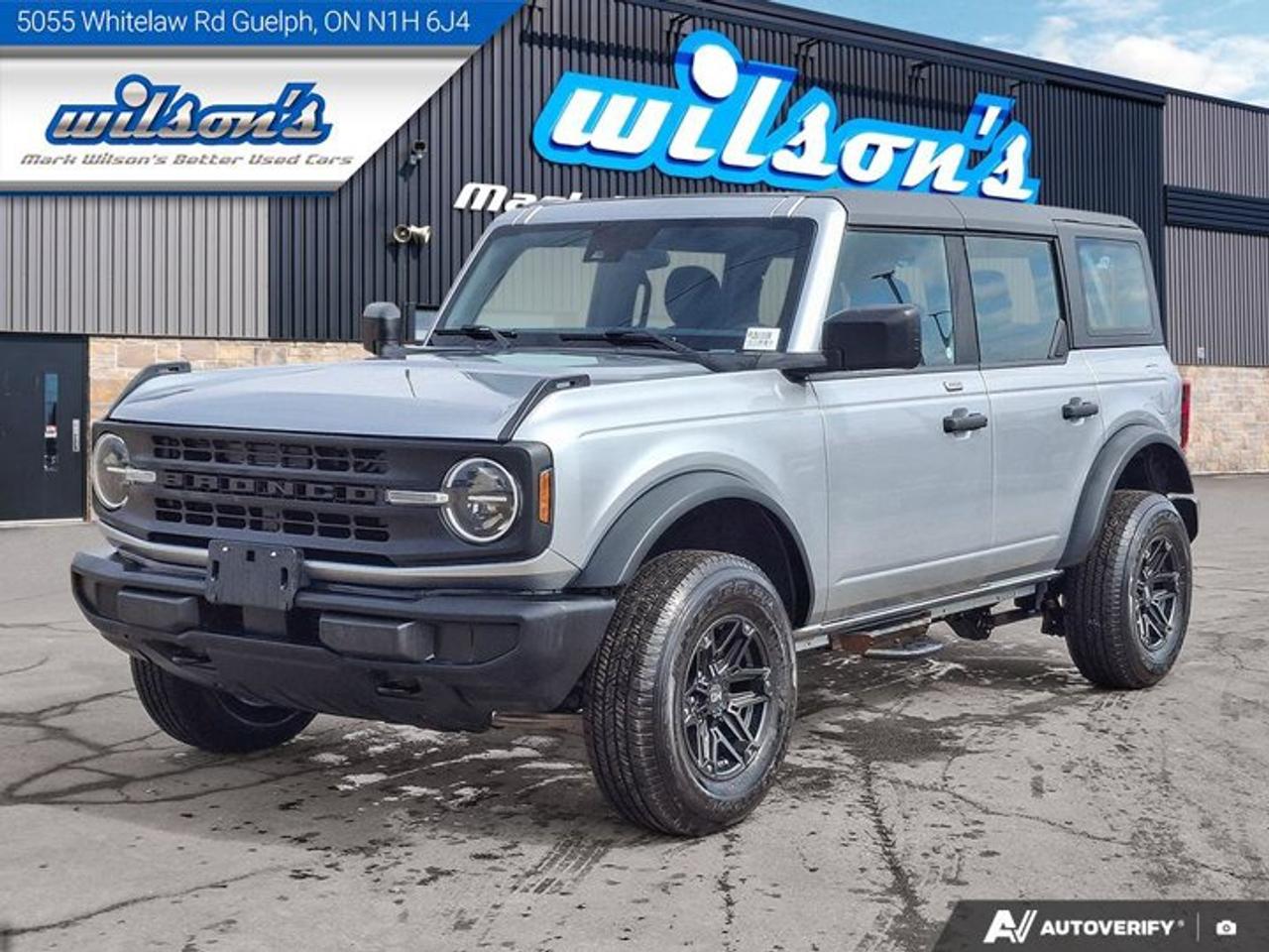 Come see this certified 2023 Ford Bronco Base 4WD | Auto | Hard Top | Rear Camera | CarPlay + Android | and more!. Its Automatic transmission and 2.3 L engine will keep you going. This Ford Bronco features the following options: Reverse Camera, Air Conditioning, 4WD, Bluetooth, Tilt Steering Wheel, Steering Radio Controls, Power Windows, Power Locks, Cruise Control, and Traction Control. Stop by and visit us at Mark Wilsons Better Used Cars, 5055 Whitelaw Road, Guelph, ON N1H 6J4.60+ years of World Class Service!500+ Live Market Priced VEHICLES! ONE MASSIVE LOCATION!Free Local Delivery Available!FINANCING! - Better than bank rates! 6 Months No Payments available on approved credit OAC. Zero Down Available. We have expert licensed credit specialists to secure the best possible rate for you and keep you on budget ! We are your financing broker, let us do all the leg work on your behalf! Click the RED Apply for Financing button to the right to get started or drop in today!BAD CREDIT APPROVED HERE! - You dont need perfect credit to get a vehicle loan at Mark Wilsons Better Used Cars! We have a dedicated licensed team of credit rebuilding experts on hand to help you get the car of your dreams!WE LOVE TRADE-INS! - Top dollar trade-in values!SELL us your car even if you dont buy ours! HISTORY: Free Carfax report included.Certification included! No shady fees for safety!EXTENDED WARRANTY: Available30 DAY WARRANTY INCLUDED: 30 Days, or 3,000 km (mechanical items only). No Claim Limit (abuse not covered)5 Day Exchange Privilege! *(Some conditions apply)CASH PRICES SHOWN: Excluding HST and Licensing Fees.2021-2026 vehicles may be daily rentals. Please inquire with your Salesperson.