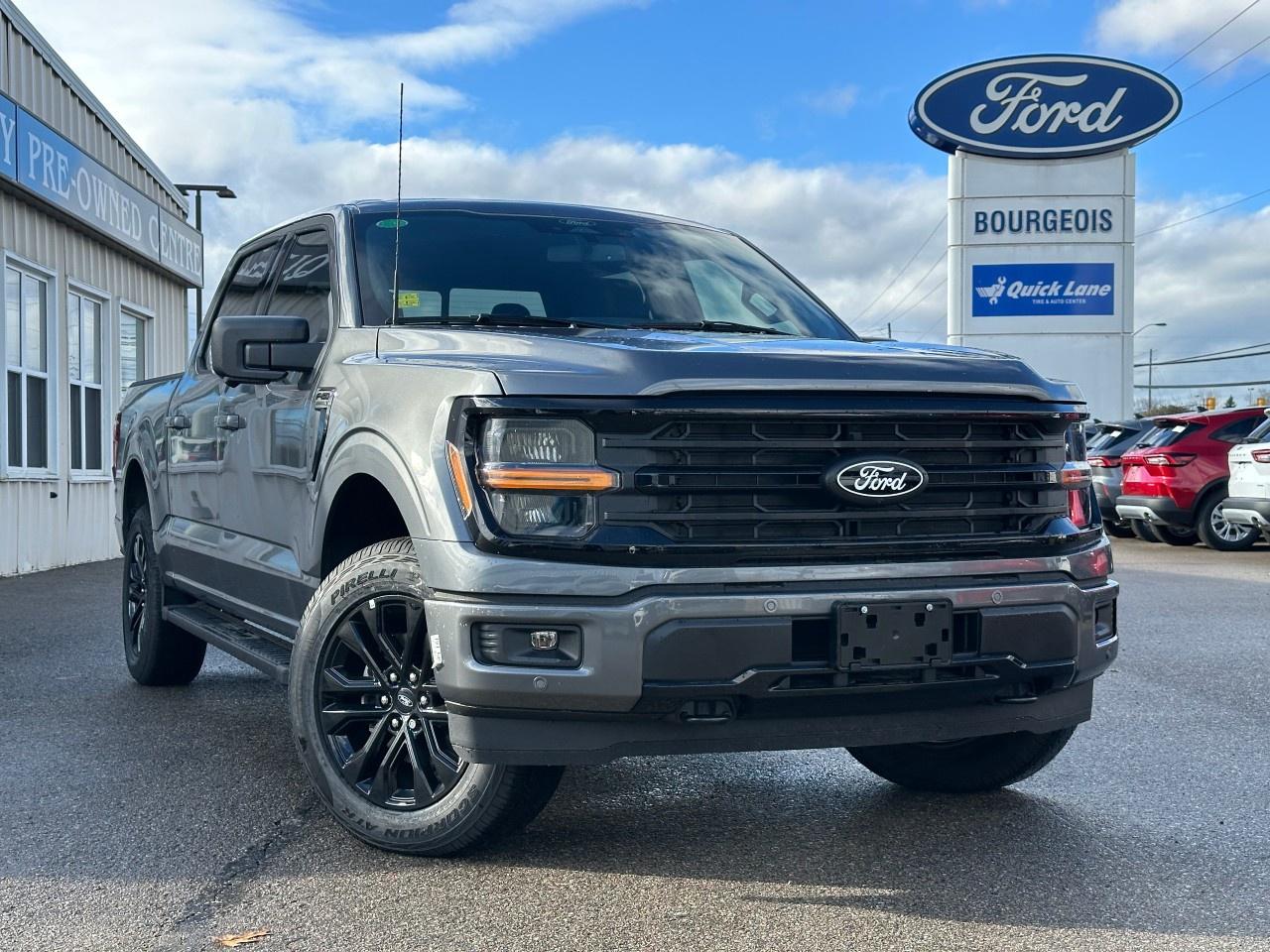 <p>The 2025 Ford F-150 XLT, dressed in an elegant Gray exterior, comes equipped with a 4×4 drive train, ideal for handling diverse terrains with ease. Dive into the rugged appeal of this powerful truck, designed to satisfy your every driving demand with assurance.</p><p>Step inside to be greeted by a comfortable Black interior that offers a blend of style and practicality. The truck is equipped with essential features like air conditioning and heated mirrors to ensure comfort and convenience every time you hit the road. Its commanding presence is matched by backup cameras and parking sensors, which amplify safety while enhancing the overall driving experience. </p><p>Stay connected with smart device integration and a Wi-Fi hotspot, ensuring you have the latest in technology right at your fingertips. The inclusion of a modern backup camera adds a layer of confidence and peace of mind while manoeuvring. Keyless entry, lane assist, and brake assist are just a few of the safety features crafted to provide maximum security and ease of use during your journey.</p><p>This truck is perfect for both the adventure seeker and the daily commuter who values durability, technology, and style. Contact our dealership today for more information and let the 2025 Ford F-150 XLT be your trusty companion on every drive.</p> <p><span style=color:rgb( 58 , 80 , 95 )>The discount shown on vehicle represents the </span><u>Cash Purchase</u><span style=color:rgb( 58 , 80 , 95 )> discount and is inclusive of all non-stackable and stackable cash purchase discounts from Ford of Canada and Bourgeois Motors Ltd. and is offered in lieu of sub-vented lease or finance rates. To get details on current discounts applicable to this and other vehicles in our inventory for Lease and Finance customer, see a member of our team. All offers for lease or finance are On Approved Credit (OAC).While every effort is made to ensure the accuracy of discounts and programs, programs are subject to change without notice </span><span style=color:rgb( 119 , 119 , 119 )>and may not be accurate or completely current. While every reasonable effort is made to ensure the accuracy of this data, we are not responsible for any errors or omissions contained on these pages.</span></p> <p><strong>Why Choose the Bourgeois Auto Group?</strong></p><p>For 80 years, Bourgeois Auto Group has been delivering exceptional automotive experiences. Our factor trained teams work to ensure you receive the shopping experience you deserve; whether you're looking for a new or new-to-you vehicle.</p><p>Shop 24/7 with our online showroom and chat service, ensuring convenience every step of the way. No hidden fees, full disclosure, and every pre-owned vehicle comes with a Carfax® report for peace of mind.</p><p>We offer a wide selection of pre-owned vehicles, all competitively priced using real-time market data. Get the best deal on your purchase and trade-in with our free Live Market Analysis report.</p><p>Looking to sell your car? We buy any make or modelno purchase required. Our simple to use online trade valuation tool will provide you with a clear, transparent selling experience whether you buy our car or not.</p><p>Backed by hundreds dedicated employees across 4 convenient locations, were here to meet all your automotive needs. Visit us in Midland or Parry Sound and explore our inventory or schedule your next service today.</p> <p><strong>Financing Your Next Vehicle with Bourgeois Motors Ford in Midland:</strong></p><p>At Bourgeois Motors Ford, we make financing your next vehicle simple and stress-free! Our team works with trusted lenders to find flexible options tailored to your budget. Drive away with confidenceapply today!</p><p>Take advantage of our online pre-qualification tool, backed by Equifax and TD Bank to find the payment that works for you. Simply <a href=https://www.bourgeoismotors.com/free-credit-check/ rel=nofollow><strong>CLICK HERE</strong></a><strong> </strong>to use our secure online credit tool with no impact to your credit.</p> <p><strong>This Is a Dealer Demonstrator. </strong>Experience exceptional value with Bourgeois Motors Fords executive demos. These are like-new vehicles with low mileage, premium features, and significant savings. Drive away with confidence, backed by the balance of factory warranties and our commitment to quality. Its a great way to own a new Ford.</p>