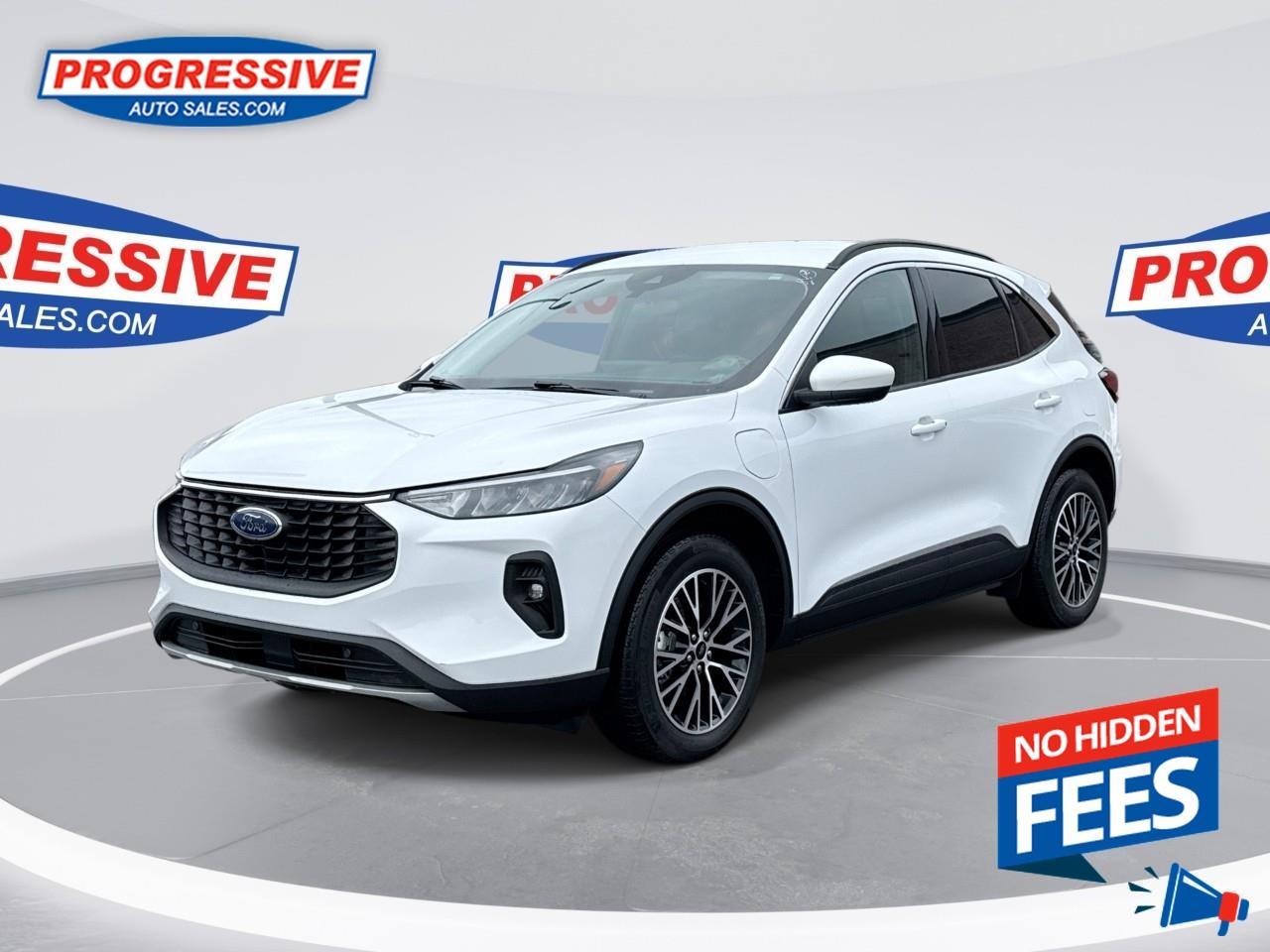 <b>Hybrid, Navigation, Heated Seats, Adaptive Cruise Control, Remote Start!</b><br /> <br /> Unique and classy, this Ford Escape offers everything you're looking for in a mid sized SUV. This 2023 Ford Escape is for sale today. <br /> <br />This Ford Escape was built for an active lifestyle and offers plenty of options for you to hit the road in your own individual style. Whether you need a family SUV for soccer practice, a capable adventure vehicle, or both, the versatile Ford Escape has you covered. Built for those who live on the go, the 2023 Ford Escape is made to be unstoppable.This SUV has 54,739 kms. It's white in colour . It has a cvt transmission and is powered by a 210HP 2.5L 4 Cylinder Engine. <br /> <br /> Our Escape's trim level is PHEV. With an extremely efficient yet potent plug-in hybrid powertrain with fast charging, this Escape PHEV features heated front seats with ActiveX synthetic leather upholstery, a heated leatherette steering wheel, adaptive cruise control, remote engine start, and an upgraded 13.2-inch infotainment system now with an integrated navigation system, along with wireless Apple CarPlay and Android Auto. Safety technology also receives an upgrade, with reverse parking sensors, intersection assist and evasive steering assist, along with blind spot monitoring, lane departure warning with lane keeping assist, front and rear collision mitigation, and driver monitoring alert. Additional features include power heated side mirrors, front fog lamps, roof rack rails, and so much more. This vehicle has been upgraded with the following features: Hybrid, Navigation, Heated Seats, Adaptive Cruise Control, Remote Start, Android Auto, Power Liftgate. <br /> To view the original window sticker for this vehicle view this <a href=http://www.windowsticker.forddirect.com/windowsticker.pdf?vin=1FMCU0E16PUA48426 target=_blank rel=nofollow noopener noreferrer>http://www.windowsticker.forddirect.com/windowsticker.pdf?vin=1FMCU0E16PUA48426</a>. <br /><br /> <br />To apply right now for financing use this link : <a href=https://www.progressiveautosales.com/credit-application/ target=_blank rel=nofollow noopener noreferrer>https://www.progressiveautosales.com/credit-application/</a><br /><br /> <br /><br /><br /> Progressive Auto Sales provides you with the all the tools you need to find and purchase a used vehicle that meets your needs and exceeds your expectations. Our Sarnia used car dealership carries a wide range of makes and models for exceptionally low prices due to our extensive network of Canadian, Ontario and Sarnia used car dealerships, leasing companies and auction groups. <br /> Our dealership wouldn't be where we are today without the great people in Sarnia and surrounding areas. If you have any questions about our services, please feel free to ask any one of our staff. If you want to visit our dealership, you can also find our hours of operation and location information on our Contact page. o~o