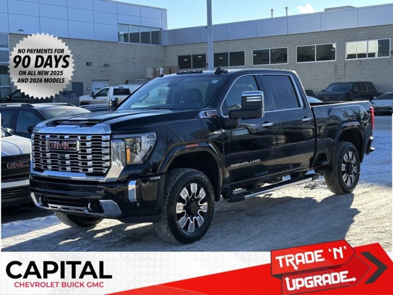 This GMC Sierra 3500HD delivers a Turbocharged Diesel V8 6.6L/ engine powering this Automatic transmission. TRANSMISSION, 10-SPEED AUTOMATIC, REAR AXLE, 3.42 RATIO, PREMIUM FLOOR LINERS WITH REMOVABLE CARPET INSERT, FRONT.* This GMC Sierra 3500HD Features the Following Options *HEAVY DUTY FRONT SPRING/CAMPER PACKAGE Note: If ordered for Camper usage, recommend ordering (UY2) Trailering wiring provisions, GOOSENECK / 5TH WHEEL PREP PACKAGE -- Hitch platform to accept Gooseneck or 5th Wheel hitch. Includes hitch platform with tray to accept ball, stamped bed holes with removable caps installed and bed mounted 7-pin trailer harness (similar to UY2 harness)., DENALI RESERVE PACKAGE includes (CWM) Technology Package and (CF5) power sunroof , LPO, SPORT PEDAL COVER KIT (dealer-installed), LPO, BODY COLOUR WHEEL ARCH MOULDINGS (dealer-installed), HIGH IDLE SWITCH, GVWR, 12,100 LBS. (5488 KG) WITH SINGLE REAR WHEELS, ENGINE, DURAMAX 6.6L TURBO-DIESEL V8, B20-DIESEL COMPATIBLE (470 hp [350.5 kW] @ 2800 rpm, 975 lb-ft of torque [1322 Nm] @ 1600 rpm) (Includes (K05) engine block heater.), DENALI PREFERRED EQUIPMENT GROUP includes standard equipment, ALTERNATORS, DUAL, 220-AMPS PRIMARY, 170-AMPS AUXILIARY.* Visit Us Today *Stop by Capital Chevrolet Buick GMC Inc. located at 13103 Lake Fraser Drive SE, Calgary, AB T2J 3H5 for a quick visit and a great vehicle!