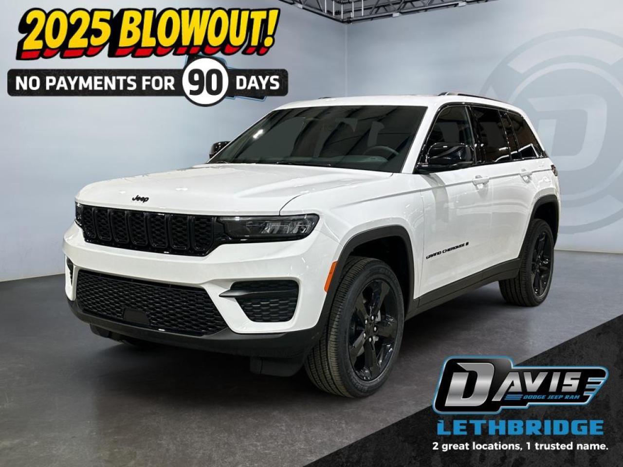 <b>Leather and Suede Seats, Heated Seats, Heated Steering Wheel, Adaptive Cruise Control!<br /> <br /></b><br /> <br /> <br />Stand out in the 2025 Jeep Grand Cherokee Altitude 4x4, finished in Bright White with premium Capri leatherette seats with suede inserts. Powered by the proven 3.6L Pentastar V6 and an 8-speed automatic transmission, this Grand Cherokee delivers confident performance, smooth drivability, and all-weather capability.<br /><br />The Altitude Appearance Package adds Gloss Black exterior accents, 20-inch Gloss Black wheels, and a sleek black headliner for a modern, upscale look. Inside, comfort comes standard with heated front seats, a heated steering wheel, dual-zone automatic climate control, a power 8-way driver seat, and a wireless charging pad. The spacious cabin offers flexible cargo options with a 60/40 split-folding rear seat.<br /><br />Advanced tech includes a 10.25" digital gauge cluster, Uconnect 5 with 8.4" touchscreen, hands-free connectivity, USB media hub, and a built-in 4G LTE Wi-Fi hotspot. Safety is fully equipped with Adaptive Cruise Control, Forward Collision Warning Plus, Pedestrian/Cyclist Emergency Braking, Blind-Spot Monitoring, Rear Cross-Path Detection, and Park-Sense Rear Park Assist with stop.<br /><br />With a power liftgate, rain-sensing wipers, Remote Start, and Jeeps signature capability, this Grand Cherokee Altitude blends style, technology, and everyday practicality.<br /> <br />To apply right now for financing use this link: <a href=https://www.bridgecitychrysler.com/pre-approval/ target=_blank rel=nofollow noopener noreferrer>https://www.bridgecitychrysler.com/pre-approval/</a><br /><br /> <br /><br />As a premier Chrysler, Dodge, Jeep and RAM dealership, Bridge City Chrysler proudly offers an extensive selection of new and used vehicles to meet every drivers needs. Customers across Lethbridge, Fort Macleod, Taber, Claresholm, Coaldale, and beyond trust us for daily vehicle specials, certified service and parts, and a seamless online inventory experience. <br /><br /> With competitive financing options and expert support, we make car buying easy and enjoyable. <br /><br /> Ready to hit the road? Schedule your test drive today at Bridge City Chrysler, your trusted Chrysler, Dodge, Jeep and RAM dealer in Lethbridge, Alberta.<br /><br /> Vehicle pricing offer shown expires 2026-01-31. <br /> Come by and check out our fleet of 80+ used cars and trucks and 120+ new cars and trucks for sale in Lethbridge. o~o