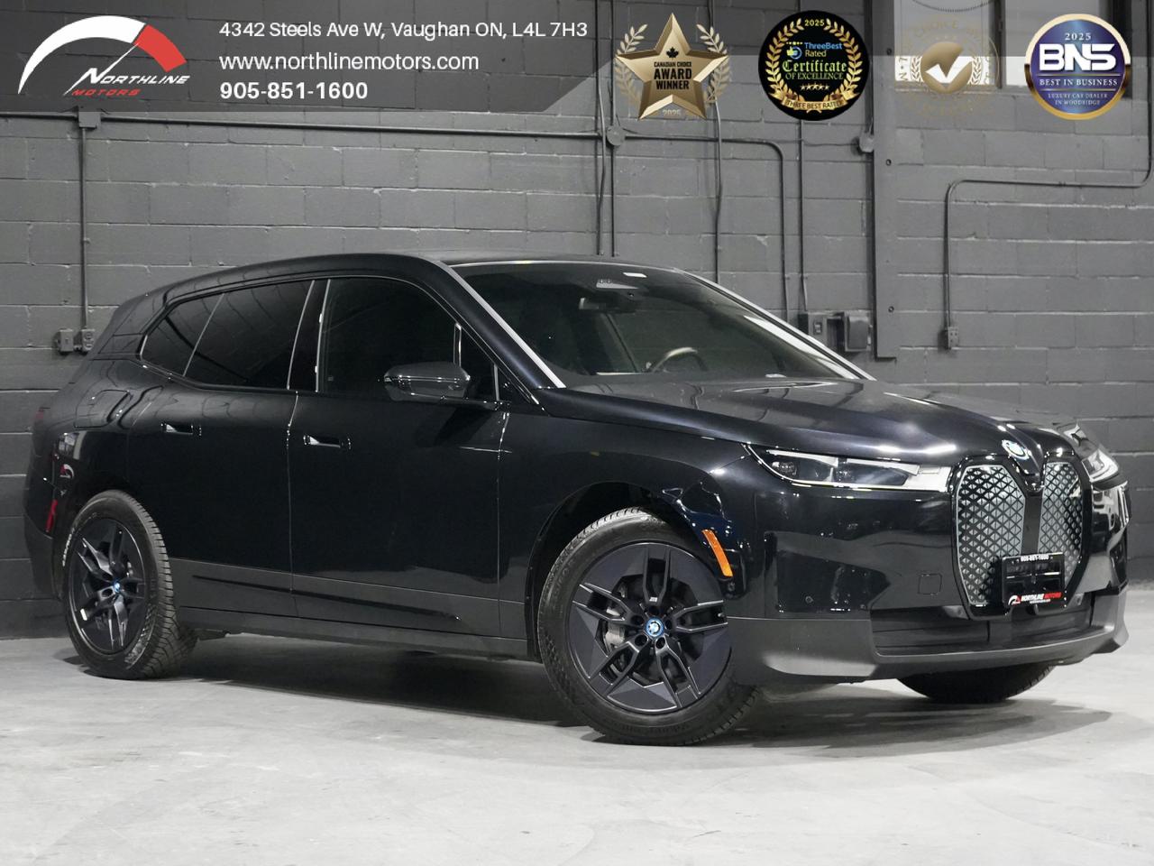 ***QUALIFY FOR A 4 YEAR WARRANTY ON OUR VEHICLES TODAY!!!

Vehicle Options Include: 
Panoramic Sunroof, Navigation, Camera, Heads-Up Display, Keyless Ignition and Entry, Auto Dimming and Folding Mirrors, Eco Stop/Start, Heated Steering Wheel, Heated and Memory Seats, Apple CarPlay, Android Auto, Massage Seats, Forward Collision Mitigation, Lane Departure Warning, Active Blind Spot Monitoring, Exit Warning, Fatigue Warning, Speed Warning, Wireless Charger, Power Liftgate, Bluetooth Connectivity, Audio Voice Control, CLEAN CARFAX

2023 BLACK ON BLACK BMW IX XDrive40 | AWD

Northline Motors is a 5 star, family-owned dealership that prides itself on strong family values and a commitment to excellence. As consecutive winners of the Peoples Top Choice Award in the GTA, recognized as one of the Top Three Best Dealers in Vaughan by Top Three Rated, named Best Canadian Business by the Canada Business Review Board, and accredited by the Better Business Bureau with an A+ rating, our dedication to quality truly stands out. Weve also been honored with the Readers Choice Award in Vaughan. Visit our website for weekly updates on our exciting inventory, or stop by our pressure free, friendly showrooms - coffee and tea are always on us-to experience luxury, comfort, and innovation firsthand. With over 12 years of industry experience, we understand your needs and work tirelessly to deliver an exceptional experience every time. Our competitive prices and extensive selection of premium vehicles are backed by full transparency, comprehensive vehicle history reports, extended warranties, and aftermarket services. Serving customers nationwide, we invite you to call or visit today and become part of the ever growing Northline family. 

Please note: Prices exclude applicable taxes and licensing fees. All vehicles, unless otherwise specified, can be certified for an additional $999; otherwise, as per OMVIC regulations, the vehicle is not drivable, certified, or e tested. 

Although every effort is made to ensure the information provided is accurate and up-to-date, we do not take responsibility for any errors, omissions, or typographical mistakes found on our pages, including vehicle options. Additionally, prices are subject to change without notice. To ensure you have the most up-to-date information, please contact our sales team.