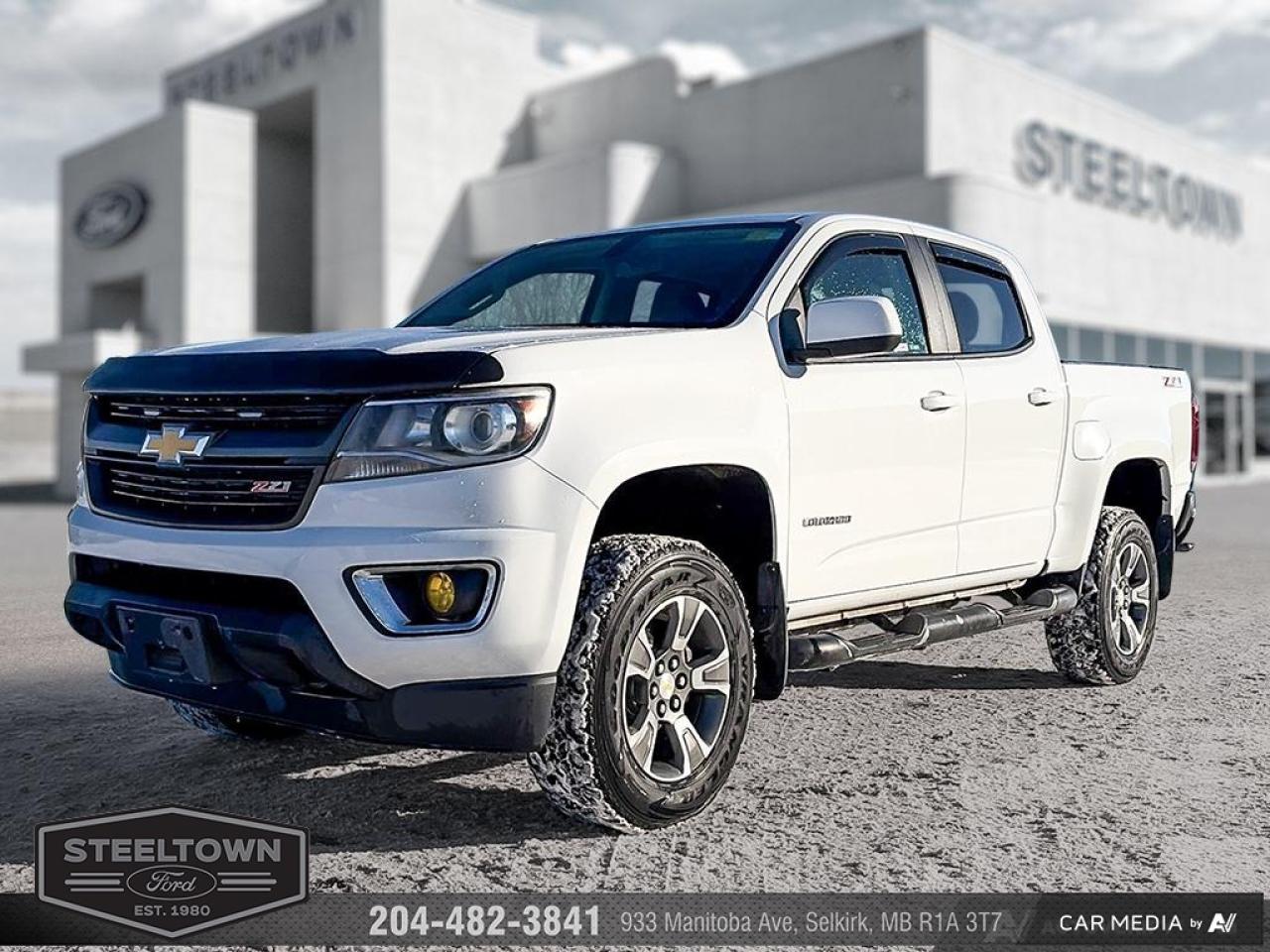 <b>Bluetooth,  Heated Seats,  Remote Engine Start,  Rear View Camera,  SiriusXM!</b><br> <br> We value your TIME, we wont waste it or your gas is on us!   We offer extended test drives and if you cant make it out to us we will come straight to you!<br><br><br> <br>   2017 Chevrolet Colorado is a mid-size pickup with a bold design and a strong drivetrain. This 2017 Chevrolet Colorado is for sale today in Selkirk. <br> <br>This Chevy Colorado is the most capable mid-size pickup truck Chevy has ever built. It may be in the shadow of its big brother, the Silverado, but that doesnt mean its not a serious truck. It can get the job done in comfort and style. Its perfect if you want a real pickup truck, but dont want to deal with the lane-hogging size or sub-par fuel efficiency of a full-size pickup. Not to mention its the best looking mid-size pickup on the market! This  Crew Cab 4X4 pickup  has 139,987 kms. Its nice in colour and is completely accident free based on the <a href=https://vhr.carfax.ca/?id=WNuX/U5Fvx8k53bD5xO3NfjjCkk7RF2+ target=_blank>CARFAX Report</a>. It has an automatic transmission and is powered by a  308HP 3.6L V6 Cylinder Engine. It may have some remaining factory warranty, please check with dealer for details. <br> <br> Our Colorados trim level is Z71. The Z71 packs this Colorado with features that make it better both on the worksite and on the street. Features include off-road suspension, an automatic locking rear differential, all-terrain tires, automatic climate control, heated power front seats, an EZ lift and lower tailgate that makes it easier to open and close, MyLink with Bluetooth, SiriusXM, OnStar, remote start, a rear vision camera, and much more! This vehicle has been upgraded with the following features: Bluetooth,  Heated Seats,  Remote Engine Start,  Rear View Camera,  Siriusxm. <br> <br>To apply right now for financing use this link: <a href=http://www.steeltownford.com/?https://CreditOnline.dealertrack.ca/Web/Default.aspx?Token=bf62ebad-31a4-49e3-93be-9b163c26b54c&La target=_blank>http://www.steeltownford.com/?https://CreditOnline.dealertrack.ca/Web/Default.aspx?Token=bf62ebad-31a4-49e3-93be-9b163c26b54c&La</a><br><br> <br/><br> Buy this vehicle now for the lowest bi-weekly payment of <b>$201.92</b> with $0 down for 84 months @ 8.99% APR O.A.C. ( Plus applicable taxes -  Platinum Shield Protection & Tire Warranty included   / Total cost of borrowing $9510   ).  See dealer for details. <br> <br>Family owned and operated in Selkirk for 35 Years.  <br>Steeltown Ford is located just 20 minutes North of the Perimeter Hwy, with an onsite banking center that offers free consultations. <br>Ask about our special dealer rates available through all major banks and credit unions.<br><br><br>Steeltown Ford Protect Plus includes:<br>- Life Time Tire Warranty <br>Cars cost less in Selkirk <br><br>Dealer Permit # 1039<br><br><br> Come by and check out our fleet of 110+ used cars and trucks and 150+ new cars and trucks for sale in Selkirk.  o~o