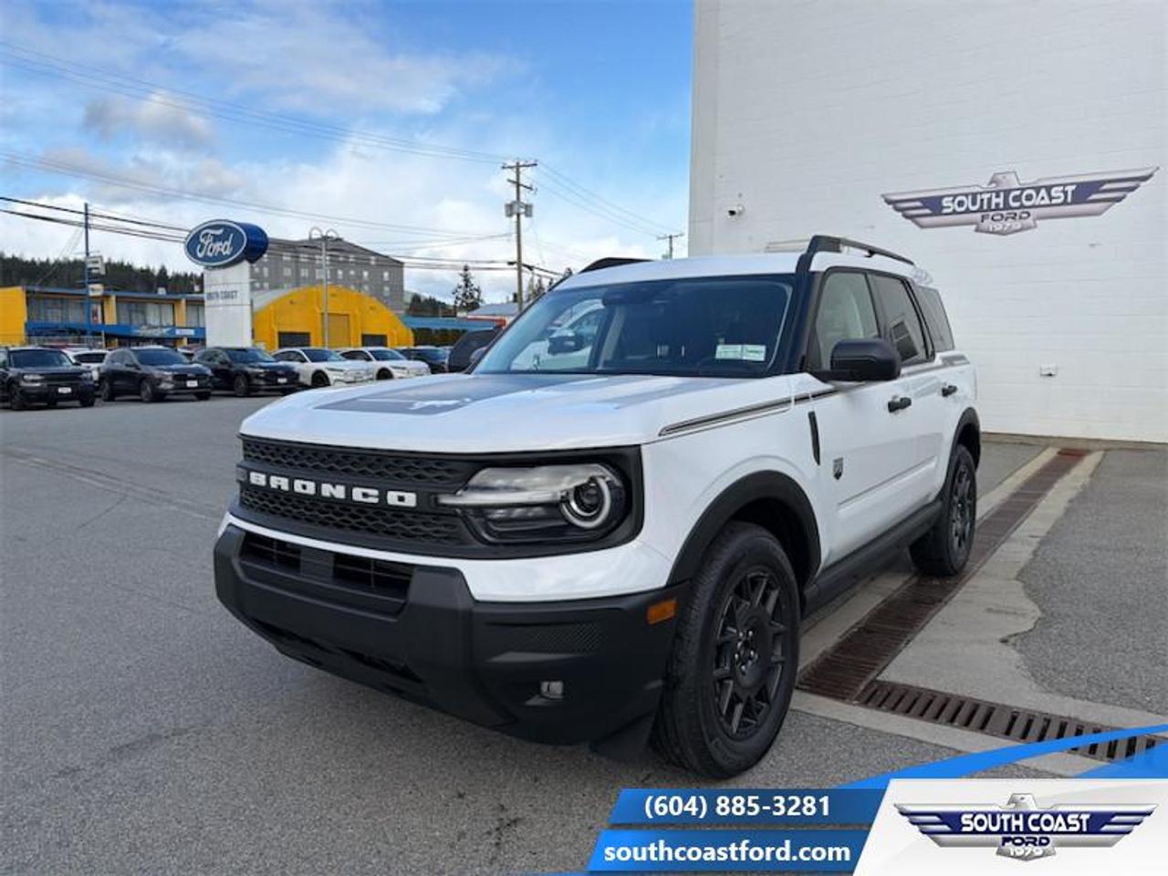 <b>Convenience Package!</b><br> <br> The 2026 Ford Bronco Sport offers adaptable utility and smart usability thats equally at home on trail or city street. <br> <br>The 2026 Ford Bronco Sport combines rugged styling, modern tech and flexible utility to create a compact SUV that doesnt compromise on spirit. Inside, the cabin features quality materials, intuitive connectivity and thoughtful design to keep passengers comfortable and engaged. With its trail-ready attitude, confident presence and Fords heritage of capability, the Bronco Sport is built to carry your lifestyle forward.<br> <br>This Oxford White SUV has a 8 Speed Automatic transmission and is powered by a 181HP 1.5L 3 Cylinder Engine. <br> <br> Our Bronco Sports trim level is Big Bend. Inside, heated cloth bucket seats with power adjustability, a user-friendly 13.2-inch SYNC 4 display, and wireless Apple CarPlay, Android Auto, and Alexa integration make every drive comfortable and connected. Adaptive cruise control with stop-and-go, a proximity key with push-button start, and smart device remote start enhance convenience, while voice-activated climate control and clever storage solutions add refinement to its rugged personality. The cabins modern design features metallic accents and soft-touch materials that complement its functional layout. Outside, bold 17-inch carbonized grey alloy wheels, LED headlights, and black body trim give it a confident stance, while the Terrain Management System with five G.O.A.T. modes optimizes traction for every driving condition. Safety is prioritized through Ford Co-Pilot360 technologies, including BLIS with Cross-Traffic Alert, Pre-Collision Assist with Automatic Emergency Braking, Lane Keeping Assist, and a rearview camera, ensuring peace of mind on both city streets and untamed trails. This vehicle has been upgraded with the following features: Convenience Package.<br><br> View the original window sticker for this vehicle with this url <b><a href=http://www.windowsticker.forddirect.com/windowsticker.pdf?vin=3FMCR9BN9TRE11137 target=_blank>http://www.windowsticker.forddirect.com/windowsticker.pdf?vin=3FMCR9BN9TRE11137</a></b>.<br> <br>To apply right now for financing use this link: <a href=https://www.southcoastford.com/financing/ target=_blank>https://www.southcoastford.com/financing/</a><br><br> <br/>    1.49% financing for 84 months. <br> Buy this vehicle now for the lowest bi-weekly payment of <b>$292.12</b> with $0 down for 84 months @ 1.49% APR O.A.C. ( taxes included, $695 Administration Fee included    / Total Obligation of $47757  ).  Incentives expire 2026-04-30.  See dealer for details. <br> <br>Call South Coast Ford Sales or come visit us in person. Were convenient to Sechelt, BC and located at 5606 Wharf Avenue. and look forward to helping you with your automotive needs. <br><br> Come by and check out our fleet of 20+ used cars and trucks and 90+ new cars and trucks for sale in Sechelt.  o~o
