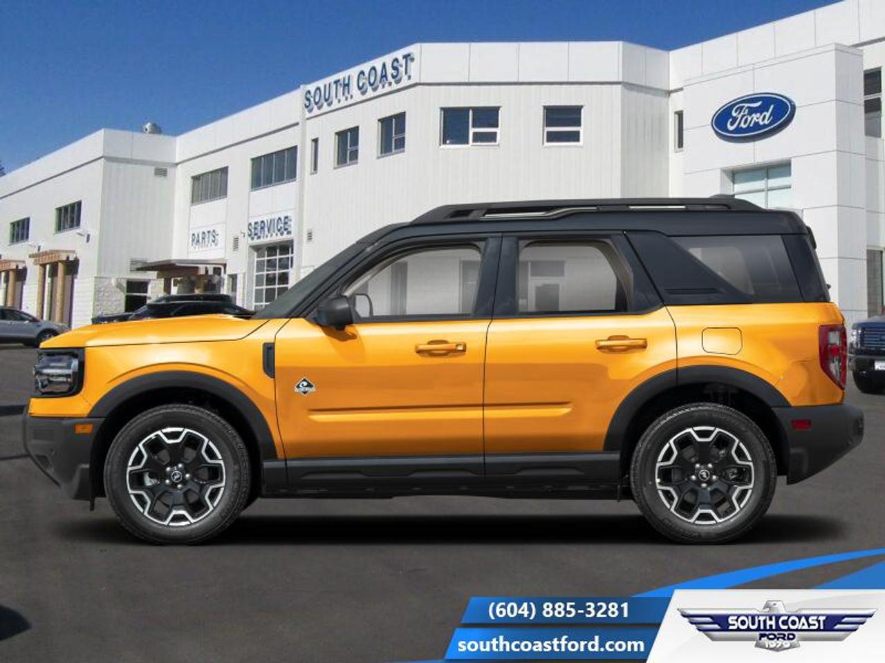 <b>Heated Steering Wheel,  Remote Start,  Fog Lamps,  Heated Seats,  Adaptive Cruise Control!</b><br> <br> The 2026 Ford Bronco Sport brings together off-road poise, practical scale and trail-inspired character into a compelling compact package. <br> <br>The 2026 Ford Bronco Sport combines rugged styling, modern tech and flexible utility to create a compact SUV that doesnt compromise on spirit. Inside, the cabin features quality materials, intuitive connectivity and thoughtful design to keep passengers comfortable and engaged. With its trail-ready attitude, confident presence and Fords heritage of capability, the Bronco Sport is built to carry your lifestyle forward.<br> <br>This Orange Fury Metallic Tri-coat SUV has a 8 Speed Automatic transmission and is powered by a 181HP 1.5L 3 Cylinder Engine. <br> <br> Our Bronco Sports trim level is Outer Banks. Inside, premium-trimmed heated sport contour seats, a power-adjustable drivers seat with memory, and a heated leatherette steering wheel deliver comfort and control for every journey. The intuitive SYNC 4 infotainment system with a 13.2-inch touchscreen, wireless Apple CarPlay and Android Auto, Alexa integration, and adaptive cruise control with stop-and-go ensure seamless connectivity and convenience on the road. Dual-zone automatic climate control, smart device remote start, and a proximity key with push-button ignition add everyday ease, while thoughtful touches like ambient lighting, premium interior accents, and ample cargo versatility enhance practicality. Outside, 18-inch ebony black-painted aluminum wheels, LED headlights, and black body trim create a bold and athletic presence complemented by off-road-ready features like all-season tires, a Terrain Management System with five G.O.A.T. modes, and part- and full-time four-wheel drive. Safety comes standard with Ford Co-Pilot360 technology, including BLIS with Cross-Traffic Alert, Pre-Collision Assist with Automatic Emergency Braking, Lane Keeping Assist, Rear Cross-Traffic Braking, and a rearview camera, providing confidence and peace of mind whether navigating city streets or taking the scenic route. This vehicle has been upgraded with the following features: Heated Steering Wheel, Remote Start, Fog Lamps, Heated Seats, Adaptive Cruise Control, Lane Keep Assist, Collision Mitigation.<br><br> View the original window sticker for this vehicle with this url <b><a href=http://www.windowsticker.forddirect.com/windowsticker.pdf?vin=3FMCR9CN0TRE03698 target=_blank>http://www.windowsticker.forddirect.com/windowsticker.pdf?vin=3FMCR9CN0TRE03698</a></b>.<br> <br>To apply right now for financing use this link: <a href=https://www.southcoastford.com/financing/ target=_blank>https://www.southcoastford.com/financing/</a><br><br> <br/> Total  rebate of $4000 is reflected in the price.  <br> Buy this vehicle now for the lowest bi-weekly payment of <b>$418.14</b> with $0 down for 84 months @ 7.99% APR O.A.C. ( taxes included, $695 Administration Fee included    / Total Obligation of $69864  ).  Incentives expire 2026-04-30.  See dealer for details. <br> <br>Call South Coast Ford Sales or come visit us in person. Were convenient to Sechelt, BC and located at 5606 Wharf Avenue. and look forward to helping you with your automotive needs. <br><br> Come by and check out our fleet of 20+ used cars and trucks and 90+ new cars and trucks for sale in Sechelt.  o~o