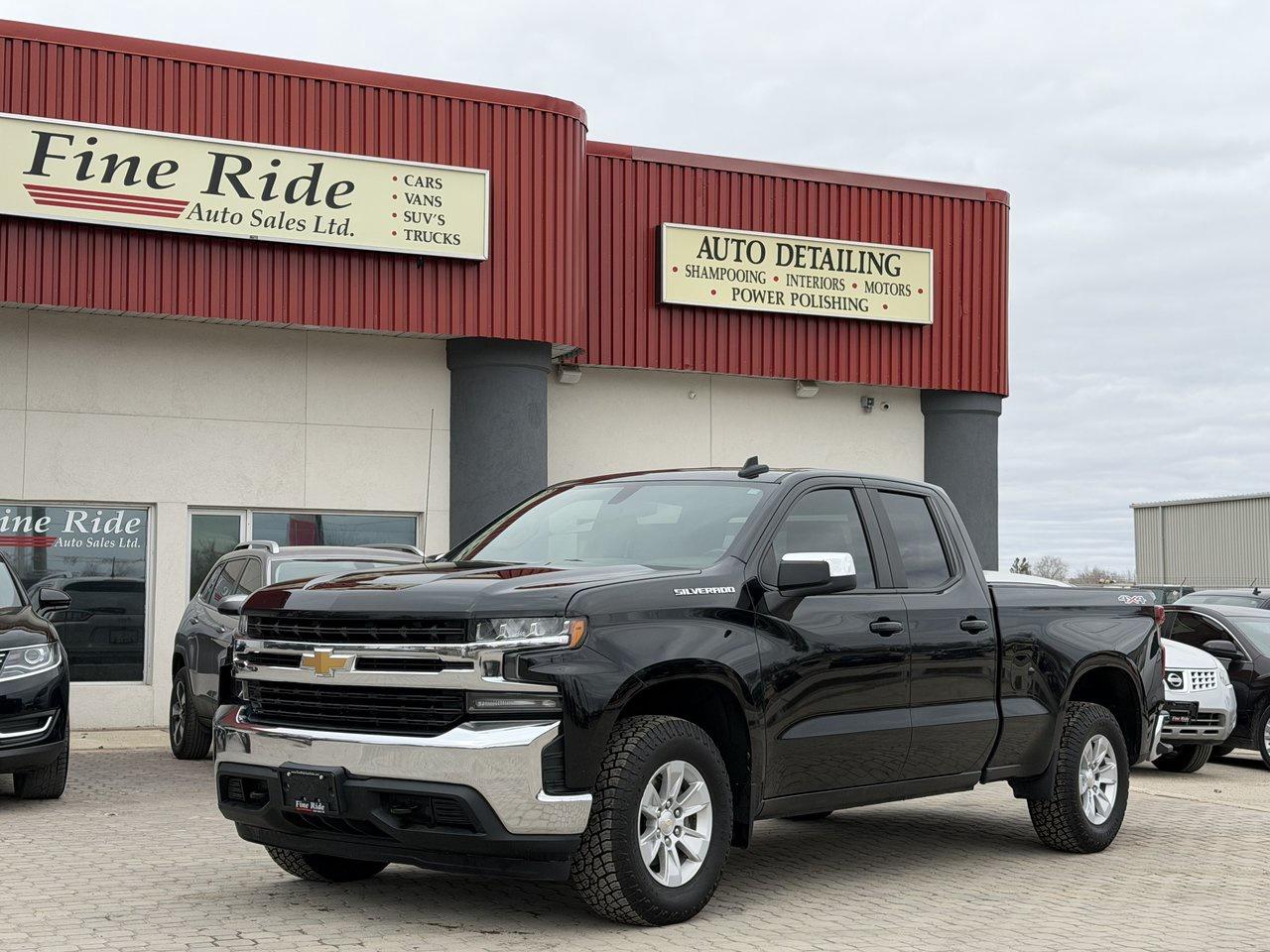 <p>2020 Chevrolet Silverado 1500 LT Double Cab 4X4</p><p>2.7LTR 4cyl turbo<br>A/C<br>Tilt<br>Cruise<br>Power windows<br>Power locks<br>Power mirrors<br>Power seat (drivers)<br>6 passengers<br>AM/FM radio with Bluetooth<br>178,000kms!<br>Tonneau cover<br>Factory remote starter<br>Back up camera<br>Front & rear chrome bumpers<br>Alloy wheels<br>Brand new tires<br>6.5ft box<br>Box liner</p><p>GVW: 7,000LBS<br>Gear ratio: 3.42<br>Transmission: 8spd, 8L90<br>Towing: Approximately 7,000LBS</p><p>$26,975 Safetied<br>Financing and Warranty Available at Fine Ride Auto Sales Ltd<br>www.FineRideAutoSales.ca</p><p>Call: 204-415-3300 or 1-855-854-3300<br>Text: 204-226-1790<br>View in person at: Unit 3-3000 Main Street</p><p>DLR# 4614<br>**Plus applicable taxes**</p><p></p><p style=text-align:center;><span style=color:#000000;><i><span style=font-family:book antiqua, palatino, serif;font-size:14pt;><strong><u>***NEW SUMMER HOURS EFFECTIVE MAY 15, 2026***</u></strong></span></i></span></p><p style=text-align:center;><span style=color:#000000;><span style=font-family:book antiqua, palatino, serif;font-size:14pt;>Monday                9am to 6pm</span></span><br><span style=color:#000000;><span style=font-family:book antiqua, palatino, serif;font-size:14pt;>Tuesday               9am to 6pm</span></span><br><span style=color:#000000;><span style=font-family:book antiqua, palatino, serif;font-size:14pt;>Wednesday               9am to 8pm</span></span><br><span style=color:#000000;><span style=font-family:book antiqua, palatino, serif;font-size:14pt;>Thursday                9am to 6pm</span></span><br><span style=color:#000000;><span style=font-family:book antiqua, palatino, serif;font-size:14pt;>Friday                9am to 6pm</span></span><br><span style=color:#000000;><span style=font-family:book antiqua, palatino, serif;font-size:14pt;>Saturday                               CLOSED</span></span><br><span style=color:#000000;><span style=font-family:book antiqua, palatino, serif;font-size:14pt;>Sunday                                 CLOSED</span></span></p>