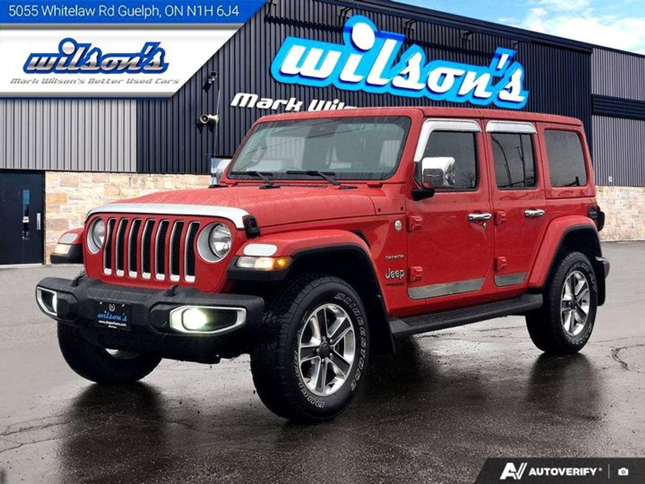 Check out this certified 2021 Jeep Wrangler Unlimited Sahara | V6 | Leather | Tow Pkg | Nav | Adaptive Cruise | Alpine Audio | and More !. Its Automatic transmission and 3.6 L engine will keep you going. This Jeep Wrangler features the following options: Tow Package, Reverse Camera, Navigation System, Leather, Alpine Stereo, Air Conditioning, Adaptive Cruise Control, Tilt Steering Wheel, Steering Radio Controls, and Power Windows. Test drive this vehicle at Mark Wilsons Better Used Cars, 5055 Whitelaw Road, Guelph, ON N1H 6J4.60+ years of World Class Service!500+ Live Market Priced VEHICLES! ONE MASSIVE LOCATION!Free Local Delivery Available!FINANCING! - Better than bank rates! 6 Months No Payments available on approved credit OAC. Zero Down Available. We have expert licensed credit specialists to secure the best possible rate for you and keep you on budget ! We are your financing broker, let us do all the leg work on your behalf! Click the RED Apply for Financing button to the right to get started or drop in today!BAD CREDIT APPROVED HERE! - You dont need perfect credit to get a vehicle loan at Mark Wilsons Better Used Cars! We have a dedicated licensed team of credit rebuilding experts on hand to help you get the car of your dreams!WE LOVE TRADE-INS! - Top dollar trade-in values!SELL us your car even if you dont buy ours! HISTORY: Free Carfax report included.Certification included! No shady fees for safety!EXTENDED WARRANTY: Available30 DAY WARRANTY INCLUDED: 30 Days, or 3,000 km (mechanical items only). No Claim Limit (abuse not covered)5 Day Exchange Privilege! *(Some conditions apply)CASH PRICES SHOWN: Excluding HST and Licensing Fees.2021-2026 vehicles may be daily rentals. Please inquire with your Salesperson.