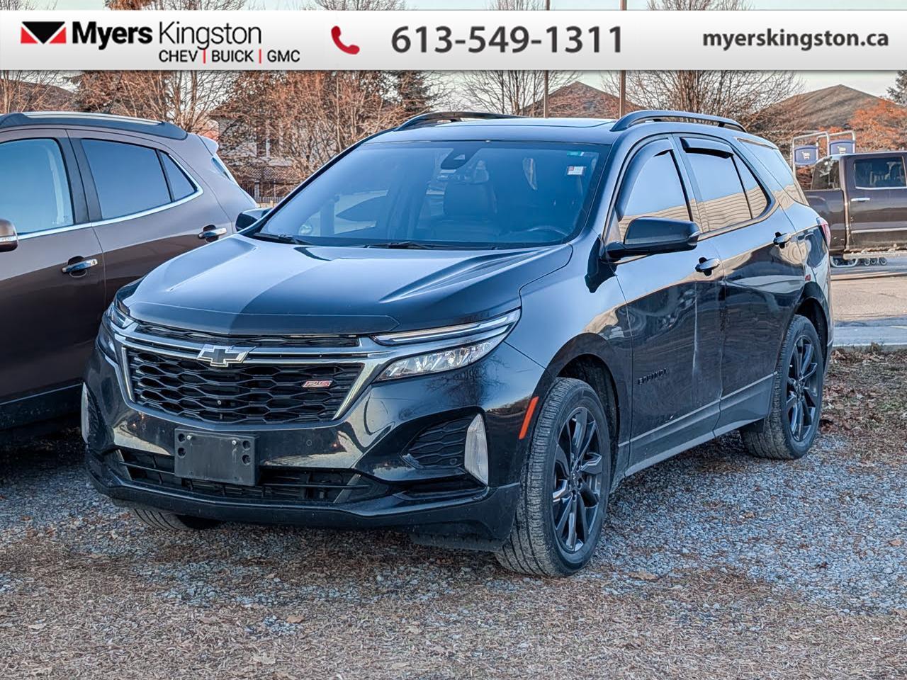 Heated Seats,  Apple CarPlay,  Android Auto,  Power Liftgate,  LED Lights!  Get the versatility of a compact SUV, with its impressive fuel economy in the Chevy Equinox. This 2023 Chevrolet Equinox is for sale today in Kingston.  When Chevrolet designed this Equinox, they got every detail just right. Its the perfect size - roomy without being too big. This compact SUV pairs eye-catching style with a spacious and versatile cabin thats been thoughtfully designed to put you at the centre of attention. This mid size crossover also comes packed with desirable technology and safety features. This Equinox is more than just a pretty face. Inside, the cabin offers smart features designed to put you at the center of everything. For a mid sized SUV, its hard to beat this Chevrolet Equinox. This SUV has 48,129 km. Its Mosaic Black Metallic in colour. It has an Automatic transmission and is powered by a 175HP 1.5L 4 Cylinder Engine.   Our Equinoxs trim level is RS. Upgrading to this Equinox RS is an awesome decision as it comes with black aluminum wheels, LED headlights with IntelliBeam, an 8-way power driver seat, a touchscreen display with wireless Apple CarPlay and Android Auto, a power tailgate, park assist and a remote engine start. You will also get a rear view camera, 4G WiFi capability, steering wheel with audio and cruise controls, lane keep assist and lane departure warning, blind spot detection, forward collision alert and forward automatic emergency braking, pedestrian detection and power heated outside mirrors. Additional features include Teen Driver technology, Bluetooth streaming audio, StabiliTrak electronic stability control and a split folding rear seat to make loading and unloading large objects a breeze! This vehicle has been upgraded with the following features: Heated Seats, Apple CarPlay, Android Auto, Power Liftgate, LED Lights, Climate Control, 4G Wi-Fi. To apply right now for financing use this link: https://www.taylorautomall.com/finance/apply-for-financing/  Buy this vehicle now for the lowest bi-weekly payment of $182.24 with $0 down for 96 months @ 8.99% APR O.A.C. ( Plus applicable taxes -  Plus applicable fees   ).  See dealer for details.  For more information, please call any of our knowledgeable used vehicle staff at (613) 549-1311! Come by and check out our fleet of 40+ used cars and trucks and 180+ new cars and trucks for sale in Kingston.  o~o