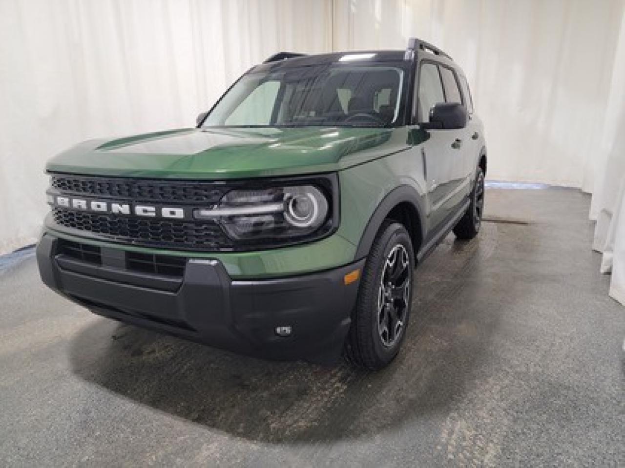This all-new 2025 Ford Bronco Sport Outer Banks 300A shines in Eruption Green Metallic. This 5-passenger compact SUV is powered by the 1.5L EcoBoost® engine, delivering 181 horsepower and 190 lb-ft of torque. With an 8-speed automatic transmission and Auto Start-Stop Technology, it offers a smooth yet efficient drive, ideal for city commutes or highway adventures.

Key Features:
Premium-Trimmed Sport Contour Heated Front Seats
Premium-Wrapped Heated Steering Wheel
Rear Parking Sensors
Memory Drivers Seat and Side Mirrors
6-Way Power Passenger Seat
Push-Button Start
SYNC® 4 with a 13.2-inch Center Display, Wireless Apple CarPlay® and Android Auto
18 Machined-Face Ebony Black-Painted Aluminum Wheels
Dual-Zone Electronic Automatic Temperature Control
Terrain Management System with 5 G.O.A.T. Modes (Normal, ECO, Sport, Slippery, Off-Road)
LED Headlights, Fog Lights, and Signature Lights
FordPass® Connect with Remote Start

The 2026 Bronco Sport Outer Banks is designed to handle all seasons in Saskatchewan. With intelligent 4x4, rain-sensing windshield wipers, privacy glass, and a heated steering wheel, it ensures comfort and capability in challenging climates. This model also boasts advanced safety systems like Pre-Collision Assist with Automatic Emergency Braking and BLIS® (Blind Spot Information System) and rear Cross-Traffic braking.

Bennett Dunlop Ford, proudly serving Regina for over 40 years, is conveniently located at 770 Broad Street. With over 3,500 Google reviews, our reputation reflects our commitment to providing a fast, easy, and enjoyable vehicle-buying experience. We eliminate the hassle with no admin or documentation fees, transparent upfront pricing that lets you shop with total confidence. But were more than just a dealershipwere driven to make a difference by supporting local community initiatives and events that matter to you. Visit Bennett Dunlop Ford today and experience why were Reginas trusted choice for quality vehicles, exceptional service, and a genuine commitment to driving change in our community!