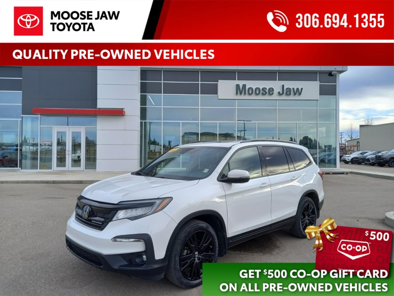 Used 2022 Honda Pilot Top-of-the-line luxury and bold style. This local 2022 Pilot Touring Black Edition offers premium features, 7-passenger comfort, and Honda’s trusted AWD capability. for sale in Moose Jaw, SK