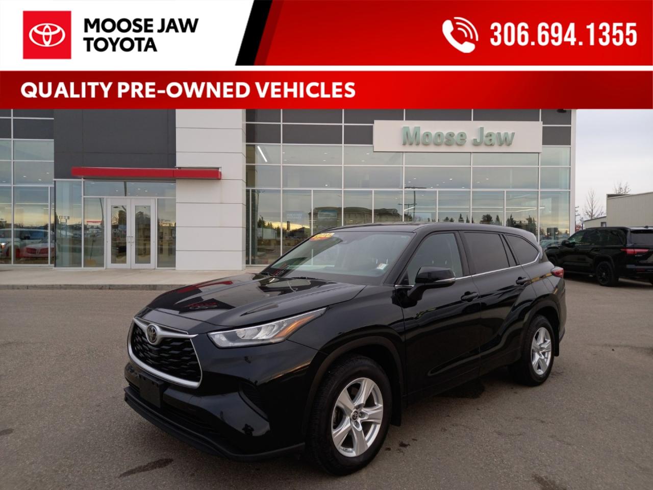 Used 2022 Toyota Highlander Low mileage and family-ready! This 2022 Highlander LE AWD offers 3-row versatility, confident all-wheel drive, and Toyota’s trusted reliability in one smart, stylish SUV. for sale in Moose Jaw, SK