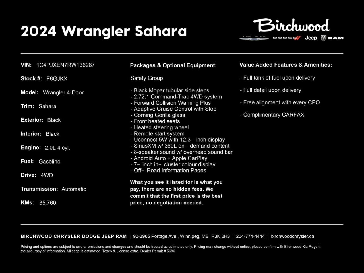 Used 2024 Jeep Wrangler Sahara | Local | One Owner | No Accidents | 12.3