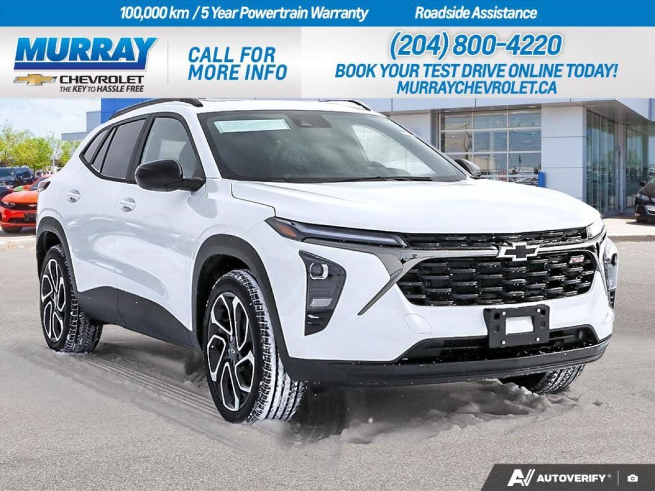 *JET BLACK WITH RED ACCENTS EVOTEX SEAT TRIM* *SUNROOF PACKAGE includes (CAC) power sunroof (Also includes (K4C) Wireless Charging.)* *ENGINE ECOTEC 1.2L TURBO DOHC DI WITH VARIABLE VALVE TIMING (VVT) (137 hp [102 kW] @ 5000 rpm, 162 lb-ft of torque [219 N-m] @ 2500 rpm) (STD)*  Unleash urban adventure with the 2026 Chevrolet Trax 2RS, where style meets performance in the vibrant city of Winnipeg. The bold Summit White exterior complements the *Jet Black with Red Accents Evotex Seat Trim*, providing a striking contrast that is sure to turn heads. The power-packed *1.2L ECOTEC Turbo engine* delivers an exhilarating drive, perfectly paired with a seamless 6-speed automatic transmission for an effortlessly smooth ride. Experience open-air freedom with the *Sunroof Package*, adding a touch of luxury with a power sunroof and wireless charging capabilities.  Stay confident and secure with advanced safety features including Lane Keeping Assist, Blind Spot Monitor, and Front Collision Mitigation, ensuring peace of mind on every journey. The Chevrolet Trax 2RS redefines convenience with features like Keyless Start, Adaptive Cruise Control, and a Heated Steering Wheel, making every drive a pleasurable experience.  This sport utility vehicle is designed for those who crave adventure without compromising on comfort or safety. With its stylish design, cutting-edge technology, and state-of-the-art safety features, the 2026 Chevrolet Trax 2RS is the perfect companion for navigating the dynamic streets of Winnipeg.  Dealer Permit #1740