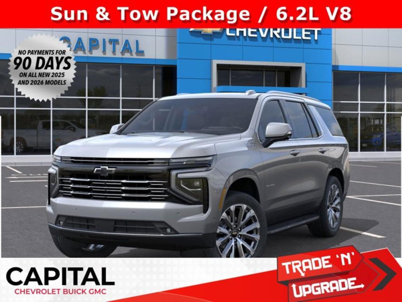 This Chevrolet Tahoe delivers a Gas V8 6.2L/ engine powering this Automatic transmission. TRANSMISSION, 10-SPEED AUTOMATIC electronically controlled with overdrive, includes Traction Select System including tow/haul (STD), SUN AND TOW PACKAGE includes (C3U) power sunroof and (NHT) Max Trailering Package, STERLING GREY METALLIC.* This Chevrolet Tahoe Features the Following Options *LPO, PREMIUM LINER PROTECTION PACKAGE includes (AAK) 1st and 2nd row premium floor liners, LPO, (RIB) 3rd row all-weather floor liner, LPO and (CAV) all-weather cargo mat, LPO (dealer-installed) , LPO, BLACK BOWTIE EMBLEMS, FRONT AND REAR (dealer-installed), LPO, ALL-WEATHER FLOOR LINERS, 3RD ROW (dealer-installed), LPO, ALL-WEATHER CARGO MAT (dealer-installed), HIGH COUNTRY PREFERRED EQUIPMENT GROUP includes standard equipment, ENGINE, 6.2L ECOTEC3 V8 with Dynamic Fuel Management, Direct Injection and Variable Valve Timing, includes aluminum block construction (420 hp [313 kW] @ 5600 rpm, 460 lb-ft of torque [624 Nm] @ 4100 rpm) (STD), ENGINE BLOCK HEATER, 3 YEARS SIRIUSXM, Wireless Phone Charging, for portable devices, Wireless Apple CarPlay/Wireless Android Auto.* Visit Us Today *Treat yourself- stop by Capital Chevrolet Buick GMC Inc. located at 13103 Lake Fraser Drive SE, Calgary, AB T2J 3H5 to make this car yours today!