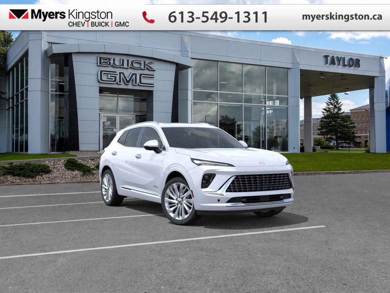 Sunroof,  Cooled Seats,  HUD,  Bose Premium Audio,  Leather Seats!    Stylish, smart and thoughtfully crafted the 2026 Envision brings premium SUV appeal without compromise.  The 2026 Buick Envision offers drivers a sophisticated crossover experience that pairs elegant design with modern technology and capable handling. Inside, you?ll enjoy a cabin filled with refined touches, intuitive controls and the kind of comfort suited for daily needs or longer drives. With all-wheel drive as standard, thoughtful amenities, and Buick?s commitment to safety, the Envision presents a compelling option for those seeking upscale performance in a compact SUV.  This Iridescent Wht SUV  has an Automatic transmission and is powered by a  228HP 2.0L 4 Cylinder Engine.  Our Envisions trim level is Avenir. This range-topping Avenir trim rewards you with a panoramic sunroof, ventilated and heated leather seats with massage function, a drivers head up display, and a sonorous 9-speaker Bose premium audio. Also standard include a power liftgate for rear cargo access, an HD surround vision system, a wireless charging pad for mobile devices, and an ultra-wide infotainment screen with wireless Apple CarPlay and Android Auto. Safety features include adaptive cruise control, blind zone steering assist, lane keep assist with lane departure warning, rear park assist, and rear cross traffic braking. Additional features also include remote engine start, keyless open, a heated steering wheel, and even more. This vehicle has been upgraded with the following features: Sunroof,  Cooled Seats,  HUD,  Bose Premium Audio,  Leather Seats,  360 Camera,  Wireless Charging Pad.  To apply right now for financing use this link: https://www.taylorautomall.com/finance/apply-for-financing/  See dealer for details.  HST, licensing, and Federal luxury tax (if applicable) are extra.  Come by and check out our fleet of 50+ used cars and trucks and 190+ new cars and trucks for sale in Kingston.  o~o