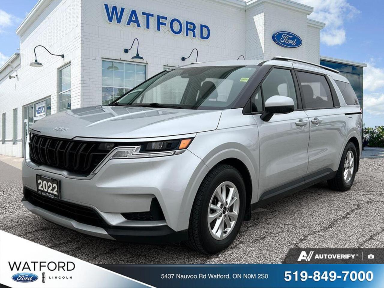 **2022 Kia Carnival LX+   7 Passenger | 150,310 KMs | Family Van / MPV**

This **2022 Kia Carnival LX+** is a versatile and spacious **7-passenger** vehicle designed for families and active lifestyles. With **150,310 kilometers**, this Carnival offers excellent value, modern styling, and practical features that make everyday driving and road trips comfortable and convenient.

The Carnival blends the comfort of a minivan with the bold look of an SUV, providing ample interior space, flexible seating, and advanced safety technology. The **LX+ trim** adds upgraded features and driver-assist systems, making it a smart choice for those seeking reliability and functionality.

**Key Features & Search Keywords:**

* 2022 Kia Carnival LX+
* 7 Passenger Vehicle
* Kia Carnival Minivan / MPV
* Family Vehicle
* Sliding Doors
* Spacious Interior
* Fuel Efficient Family Van
* Safety Features
* 150,310 KM
* Reliable Kia Vehicle

Comfortable, practical, and well-equipped, the **Kia Carnival LX+** is an ideal solution for families needing space, safety, and value in a modern people mover.

REASONS TO BUY FROM WATFORD FORD
* Brake pads for life.
Receive free brake pads for life of your vehicle when you do all your regular service at 
Watford Ford.

 First oil change covered.
Return to Watford Ford for your complimentary first oil change with your New or Used 
vehicle.
* 1 year road hazard tire protection.
Nails, screws, glass, potholes&no worries. $250 coverage per tire for any road hazards.
* Secure-gard theft protection.
Four thousand dollars ($4,000) or fifty percent (50%) of Actual Cash Value of the Vehicle on the 
Date of Loss, whichever is less, in the event that your Vehicle is stolen and not recovered and 
deemed to be a total loss.