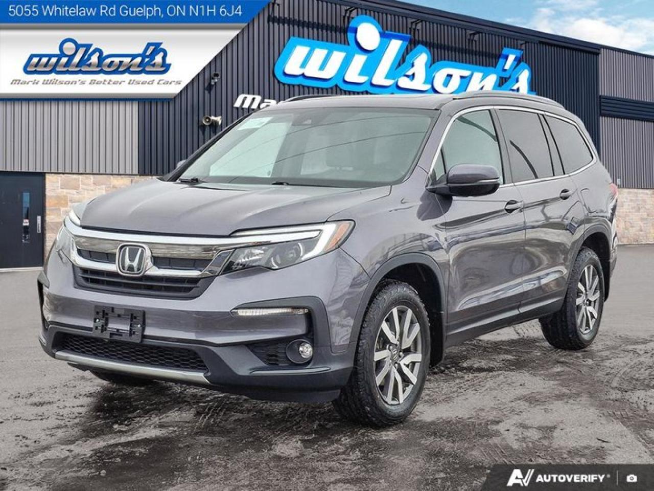 Look at this certified 2021 Honda Pilot EX-L Navi AWD | Leather | Sunroof | Nav | Adaptive Cruise | Heated Wheel + Seats | and More !. Its Automatic transmission and 3.5 L engine will keep you going. This Honda Pilot has the following options: Sunroof, Reverse Camera, Navigation System, Leather, Heated Steering Wheel, Air Conditioning, Adaptive Cruise Control, Heated Seats, Tilt Steering Wheel, and Steering Radio Controls. Stop by and visit us at Mark Wilsons Better Used Cars, 5055 Whitelaw Road, Guelph, ON N1H 6J4.60+ years of World Class Service!500+ Live Market Priced VEHICLES! ONE MASSIVE LOCATION!Free Local Delivery Available!FINANCING! - Better than bank rates! 6 Months No Payments available on approved credit OAC. Zero Down Available. We have expert licensed credit specialists to secure the best possible rate for you and keep you on budget ! We are your financing broker, let us do all the leg work on your behalf! Click the RED Apply for Financing button to the right to get started or drop in today!BAD CREDIT APPROVED HERE! - You dont need perfect credit to get a vehicle loan at Mark Wilsons Better Used Cars! We have a dedicated licensed team of credit rebuilding experts on hand to help you get the car of your dreams!WE LOVE TRADE-INS! - Top dollar trade-in values!SELL us your car even if you dont buy ours! HISTORY: Free Carfax report included.Certification included! No shady fees for safety!EXTENDED WARRANTY: Available30 DAY WARRANTY INCLUDED: 30 Days, or 3,000 km (mechanical items only). No Claim Limit (abuse not covered)5 Day Exchange Privilege! *(Some conditions apply)CASH PRICES SHOWN: Excluding HST and Licensing Fees.2021-2026 vehicles may be daily rentals. Please inquire with your Salesperson.