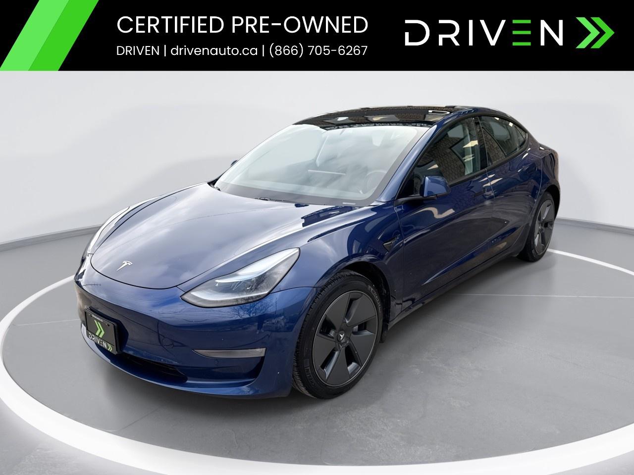 <p><strong>SPECIAL FINANCE PRICE: $28,495</strong></p><p><strong>CASH PRICE: $30,495</strong></p><p>Turn heads in this 2021 Tesla Model 3 <strong>Long Range</strong> finished in stunning Deep Blue Metallic. Delivering all electric performance with dual motor all wheel drive and incredible range. Inside, find premium <strong>black leather seating</strong>, <strong>glass roof, premium audio, heated seats</strong> and <strong>steering wheel</strong>, and <strong>navigation</strong> with live traffic through a massive <strong>touchscreen display</strong>.</p> <p><span style=color:black>This vehicle is in<strong>excellent showroom condition</strong>and backed by the<strong>DRIVEN Certified Advantage Program</strong>for complete peace of mind.</span></p><p><span style=color:black><strong>INSPECTION & CERTIFICATION</strong></span></p><p><span style=color:black>This vehicle has undergone a<strong>comprehensive 150-point inspection</strong>by licensed in-house mechanics, assessing its cosmetic, mechanical, and safety condition. It comes<strong>DRIVEN Certified</strong>, which includes our<strong>30-Day / 2,500KM Vehicle Assurance Program</strong>covering any mechanical issues within that period.</span></p><p><span style=color:black><strong>DRIVEN CERTIFIED ADVANTAGE PROGRAM  INCLUDED FOR ALL BUYERS</strong></span></p><p><span style=color:black> 30-Day / 2,500KM Vehicle Assurance Program  Free Delivery up to 200 KM (Ontario-wide delivery available)  Free Carfax Vehicle History Report  Access to Industry-Leading Warranty & GAP Programs  WALKAWAY Protection Available  Fresh Oil Change & New Cabin Air Filter  Meticulously Reconditioned & Professionally Detailed Vehicles</span></p><p><span style=color:black><strong>FINANCING AVAILABLE</strong></span></p><p><span style=color:black>All credit types are welcome! Whether youre a<strong>first-time buyer</strong>,<strong>newcomer to Canada</strong>, or<strong>rebuilding credit</strong>, our<strong>Equifax Certified Finance Team</strong>works to secure your best approval.</span></p><p><span style=color:black>Special Financing Programs are available for an additional<strong>$999</strong>, covering the expert services we provide to secure the<strong>lowest rates, best approvals, and most flexible terms</strong>.</span></p><p><span style=color:black>The<strong>Special Finance Price</strong>reflects a dealer discount and is available only when financing is arranged through<strong>DRIVEN</strong>, on approved credit (O.A.C.). Customers paying cash or using outside financing will pay the full<strong>cash price</strong>listed above.</span></p><p><span style=color:black><strong>CONVENIENCE & EXPERIENCE</strong></span></p><p><span style=color:black> State-of-the-Art Facility in Newmarket, ON  Hundreds of 5-Star Google Reviews  Recognized for expertise and trust  Transparent, Pressure-Free Consultations  Top Dollar for Trades  Well buy your vehicle even if you dont buy ours</span></p><p><span style=color:black><strong>ABOUT DRIVEN</strong></span></p><p><span style=color:black><strong>DRIVEN</strong> Anything but your typical dealership. Your one-stop destination for<strong>buying, selling, and servicing vehicles</strong>, built on transparency, trust, and a people-first approach.</span></p><p><span style=color:black>Visit us today at<strong>220 Mulock Drive, Newmarket, ON L3Y 9B7</strong> Or explore our full inventory and get<strong>pre-approved in minutes</strong>with<strong>no credit impact</strong>at</span><a target=_blank rel=noopener noreferrer nofollow href=http://www.drivenauto.ca><span style=color:blue>www.drivenauto.ca</span></a></p><p><span style=color:black>In accordance with<strong>OMVIC regulations</strong>, the listed<strong>cash price</strong>is the total all-in price excluding taxes and licensing. The<strong>Special Financing Price</strong>reflects dealer incentives available only when financing is arranged through DRIVEN (O.A.C.).</span></p><p><span style=color:black>***Although every effort is made to ensure accuracy, we are not responsible for any errors or omissions. Prices and availability may change without notice. Please call or email us directly to confirm details.***</span></p>