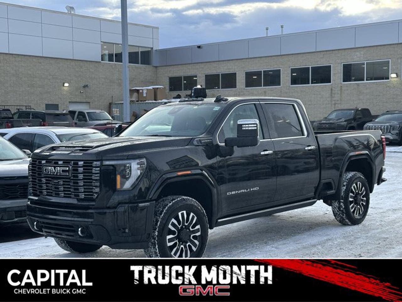 Accessories include: Rev Hard Folding Tonneau Cover.This GMC Sierra 3500HD boasts a Turbocharged Diesel V8 6.6L/ engine powering this Automatic transmission. TRANSMISSION, 10-SPEED AUTOMATIC (STD), REAR AXLE, 3.42 RATIO, PREMIUM FLOOR LINERS WITH REMOVABLE CARPET INSERT, FRONT.*This GMC Sierra 3500HD Features the Following Options *HEAVY DUTY FRONT SPRING/CAMPER PACKAGE Note: If ordered for Camper usage, recommend ordering (UY2) Trailering wiring provisions, GOOSENECK / 5TH WHEEL PREP PACKAGE -- Hitch platform to accept Gooseneck or 5th Wheel hitch. Includes hitch platform with tray to accept ball, stamped bed holes with removable caps installed and bed mounted 7-pin trailer harness (similar to UY2 harness). , LPO, SPORT PEDAL COVER KIT (dealer-installed), LPO, BODY COLOUR WHEEL ARCH MOULDINGS (dealer-installed), HIGH IDLE SWITCH, ENGINE, DURAMAX 6.6L TURBO-DIESEL V8, B20-DIESEL COMPATIBLE (470 hp [350.5 kW] @ 2800 rpm, 975 lb-ft of torque [1322 Nm] @ 1600 rpm) (STD), DENALI ULTIMATE PREFERRED EQUIPMENT GROUP includes standard equipment, ALTERNATORS, DUAL, 220-AMPS PRIMARY, 170-AMPS AUXILIARY, 3 YEARS SIRIUSXM, Wireless phone projection for Apple CarPlay and Android Auto.*Stop By Today *Come in for a quick visit at Capital Chevrolet Buick GMC Inc., 13103 Lake Fraser Drive SE, Calgary, AB T2J 3H5 to claim your GMC Sierra 3500HD!