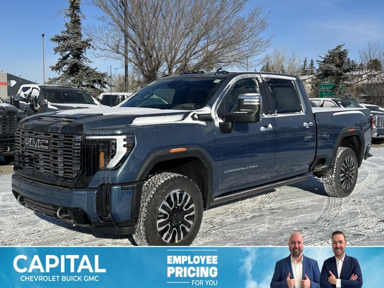 Accessories include tonneau cover.This GMC Sierra 3500HD delivers a Turbocharged Diesel V8 6.6L/ engine powering this Automatic transmission. TRANSMISSION, 10-SPEED AUTOMATIC (STD), REAR AXLE, 3.42 RATIO, PREMIUM FLOOR LINERS WITH REMOVABLE CARPET INSERT, FRONT.*This GMC Sierra 3500HD Features the Following Options *HEAVY DUTY FRONT SPRING/CAMPER PACKAGE Note: If ordered for Camper usage, recommend ordering (UY2) Trailering wiring provisions, GOOSENECK / 5TH WHEEL PREP PACKAGE -- Hitch platform to accept Gooseneck or 5th Wheel hitch. Includes hitch platform with tray to accept ball, stamped bed holes with removable caps installed and bed mounted 7-pin trailer harness (similar to UY2 harness). , LPO, SPORT PEDAL COVER KIT (dealer-installed), LPO, BODY COLOUR WHEEL ARCH MOULDINGS (dealer-installed), HIGH IDLE SWITCH, ENGINE, DURAMAX 6.6L TURBO-DIESEL V8, B20-DIESEL COMPATIBLE (470 hp [350.5 kW] @ 2800 rpm, 975 lb-ft of torque [1322 Nm] @ 1600 rpm) (STD), DOWNPOUR METALLIC, DENALI ULTIMATE PREFERRED EQUIPMENT GROUP includes standard equipment, ALTERNATORS, DUAL, 220-AMPS PRIMARY, 170-AMPS AUXILIARY, 3 YEARS SIRIUSXM.*Stop By Today *A short visit to Capital Chevrolet Buick GMC Inc. located at 13103 Lake Fraser Drive SE, Calgary, AB T2J 3H5 can get you a reliable Sierra 3500HD today!